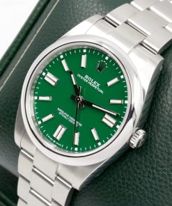 Alternative view of Rolex Oyster Perpetual 41 in Stainless Steel, Green Index Dial, on  Rolex Oystersteel Bracelet, Ref. 124300, Circa: 2022, with Box, Books, Swing Tags, Rolex Warranty Card, & Balance of 5 Year Rolex Warranty