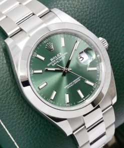 Alternative view of Rolex Datejust 41, Stainless Steel, Mint Green Index Dial, Smooth Bezel, on Stainless Steel Rolex Oyster Bracelet, Ref. 126300, Circa: 2023, with Box, Books, Rolex Warranty Card & Balance of 5 Year Rolex Warranty