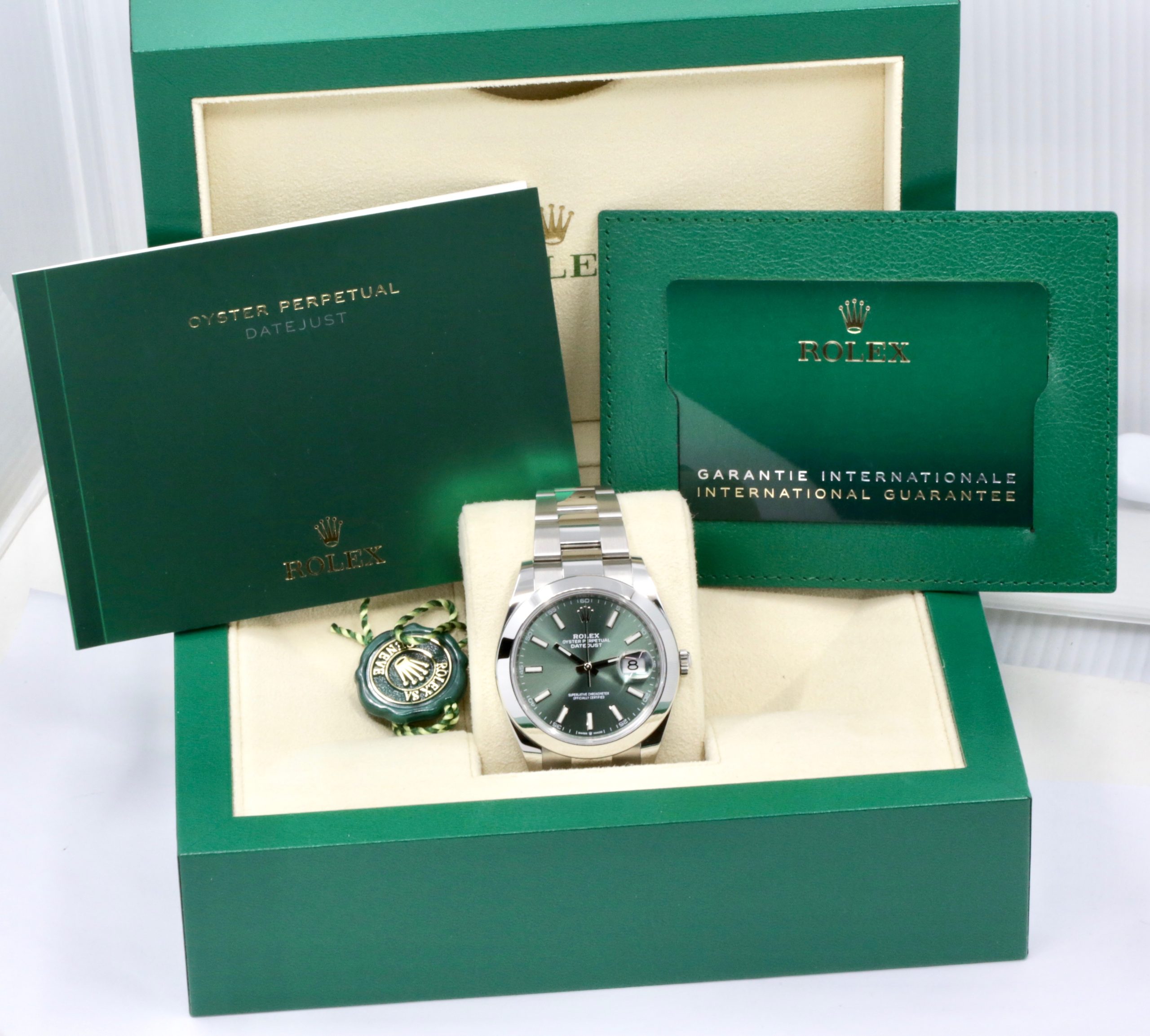 Rolex Datejust 41, Stainless Steel, Mint Green Index Dial, Smooth Bezel, on Stainless Steel Rolex Oyster Bracelet, Ref. 126300, Circa: 2023, with Box, Books, Rolex Warranty Card & Balance of 5 Year Rolex Warranty - Image 7