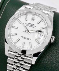 Alternative view of Rolex Oyster Perpetual Datejust 41, Stainless Steel, White Index Dial, Smooth Bezel, on Rolex Jubilee Bracelet, Ref. 126300, Circa: 2023, with Box, Papers, & Balance of 5 Year Rolex Warranty - $13,800