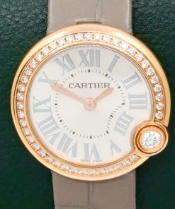 Cartier Ballon Blanc de Cartier Watch, in 18ct Rose Gold, Factory Set Diamond Bezel, Silver Roman Dial, on Grey Cartier Alligator Strap with 18ct Rose Gold Cartier Tang Buckle, Ref. WJBL0008, Circa: 2018, with Cartier Box & Booklet