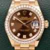 Rolex Lady-Datejust 28, in 18ct Everose Gold, Factory Set Diamond Bezel, Factory Set Chocolate Dial, on 18ct Everose Gold Rolex President Bracelet, Ref. 279135RBR, with Rolex Box.  (The RRP is $74,400).