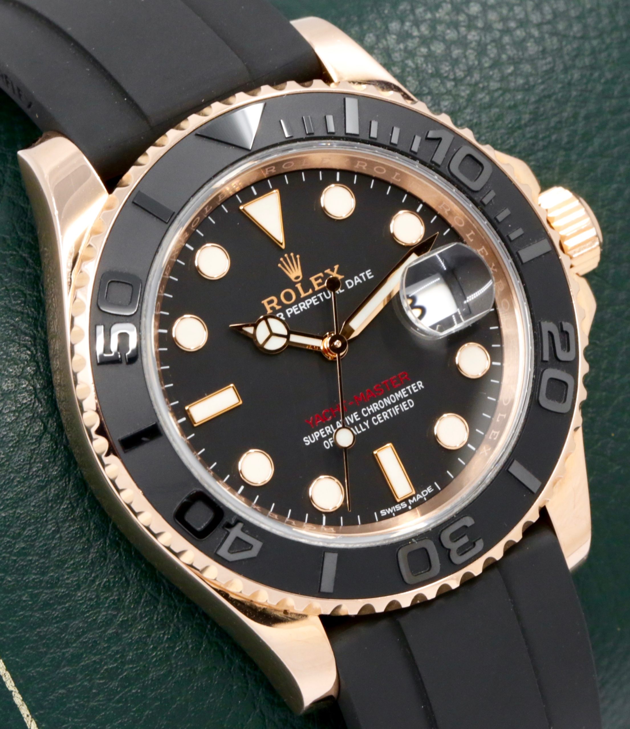 Rolex Yacht-Master 40, in 18ct Everose Gold, Black Index Dial, Black Ceramic Bezel, on Rolex Oysterflex Band with 18ct Everose Gold Rolex Deployant, Ref. 116655, Circa: 2016, with Box, Books, & Rolex Warranty Card - Image 3