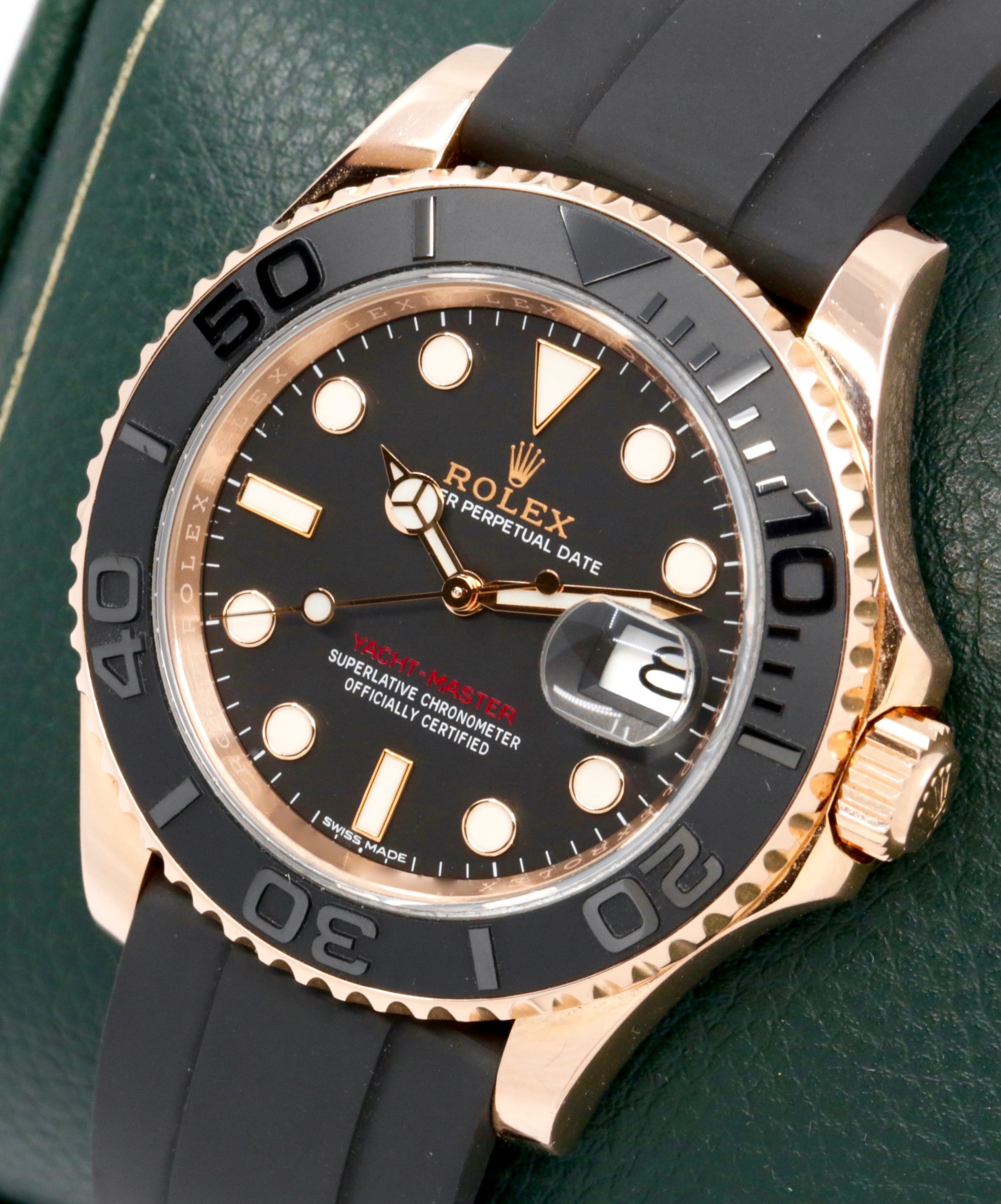 Rolex Yacht-Master 40, in 18ct Everose Gold, Black Index Dial, Black Ceramic Bezel, on Rolex Oysterflex Band with 18ct Everose Gold Rolex Deployant, Ref. 116655, Circa: 2016, with Box, Books, & Rolex Warranty Card - Image 2