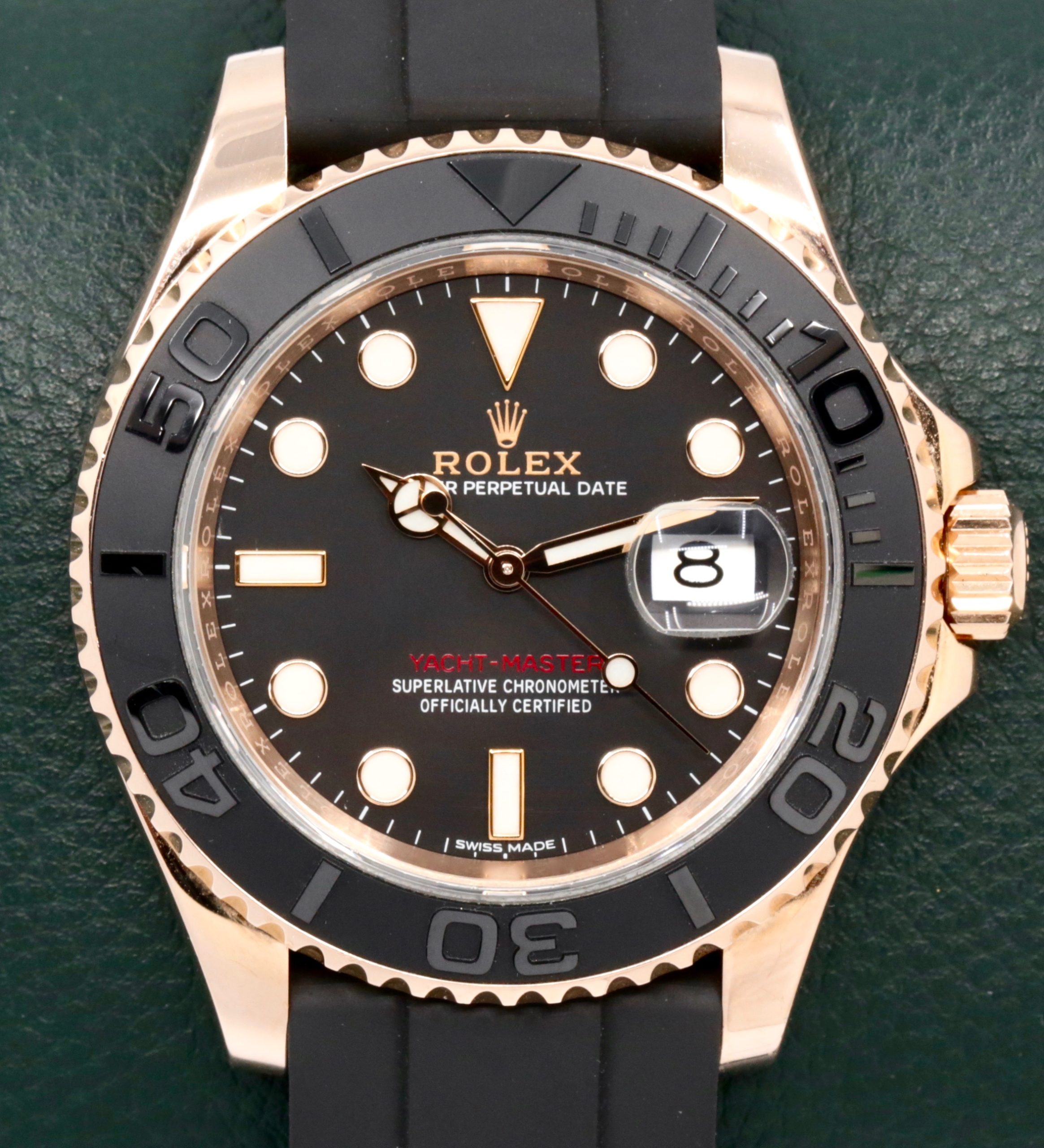 Rolex Yacht-Master 40, in 18ct Everose Gold, Black Index Dial, Black Ceramic Bezel, on Rolex Oysterflex Band with 18ct Everose Gold Rolex Deployant, Ref. 116655, Circa: 2016, with Box, Books, & Rolex Warranty Card