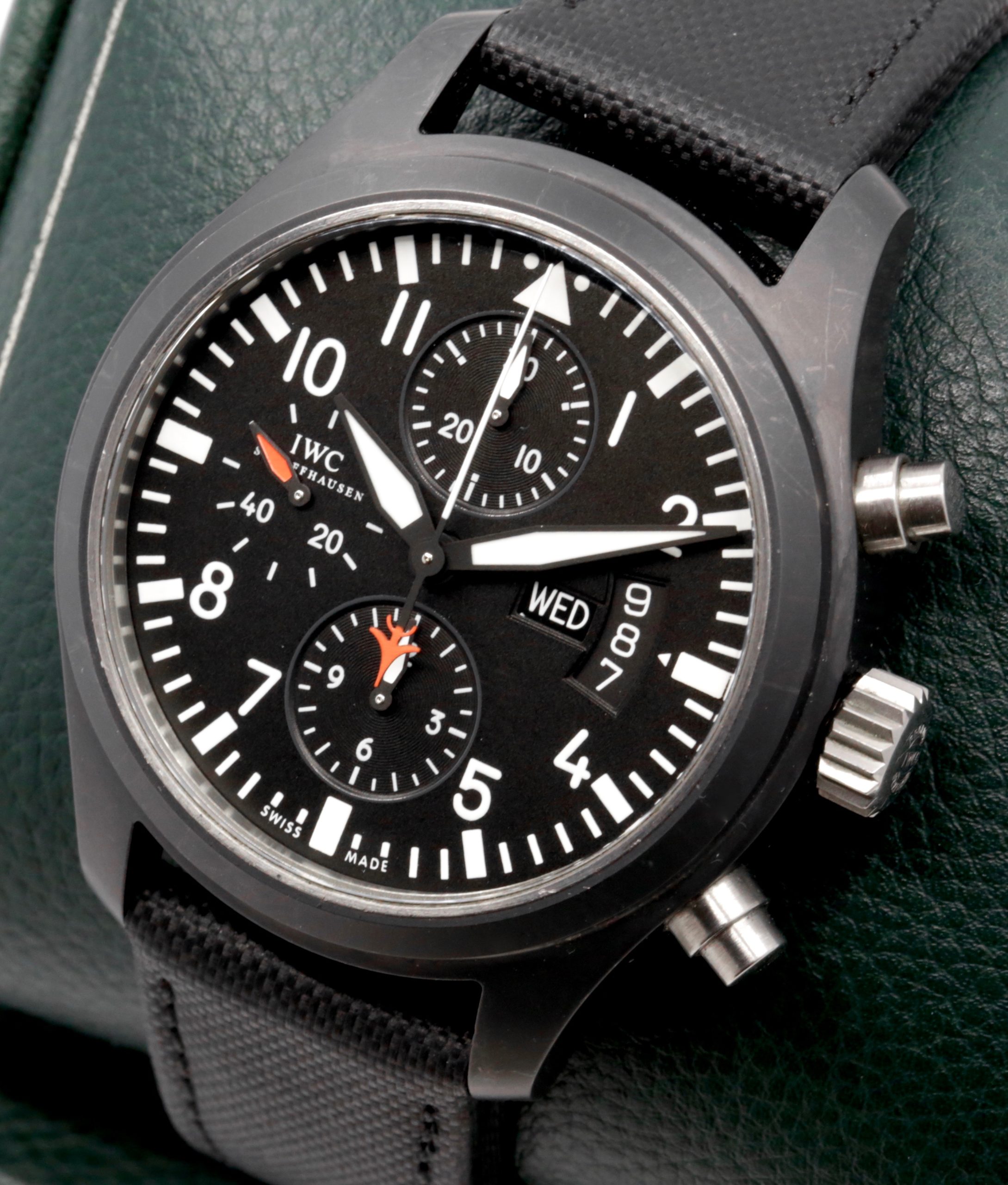 IWC Pilot's Chronograph "Top Gun", 44mm Ceramic Case, Black Arab Dial, on Black IWC Composite Strap with IWC Tang Buckle, Ref. IW378901, Circa: 2009, with Box, Books, & IWC Warranty Card - Image 3