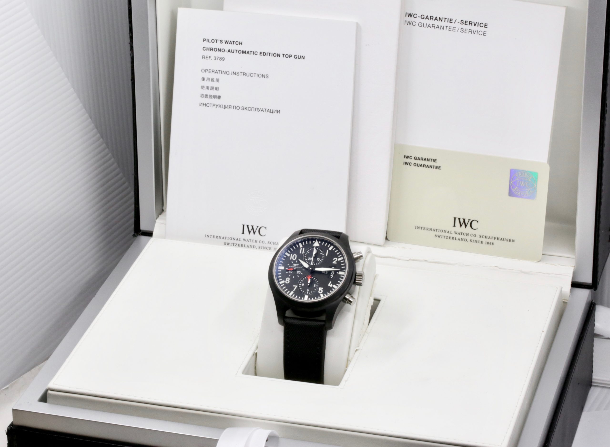 IWC Pilot's Chronograph "Top Gun", 44mm Ceramic Case, Black Arab Dial, on Black IWC Composite Strap with IWC Tang Buckle, Ref. IW378901, Circa: 2009, with Box, Books, & IWC Warranty Card - Image 7