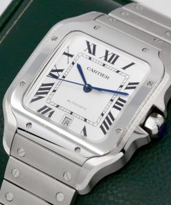 Alternative view of Cartier Santos De Cartier, Large Model, Silver Roman Dial, on Stainless Steel Cartier Bracelet, Ref. WSSA0018, Circa: 2024, Complete with Box, Cartier Warranty Card & Balance of 8 Year Cartier Extended Factory Warranty