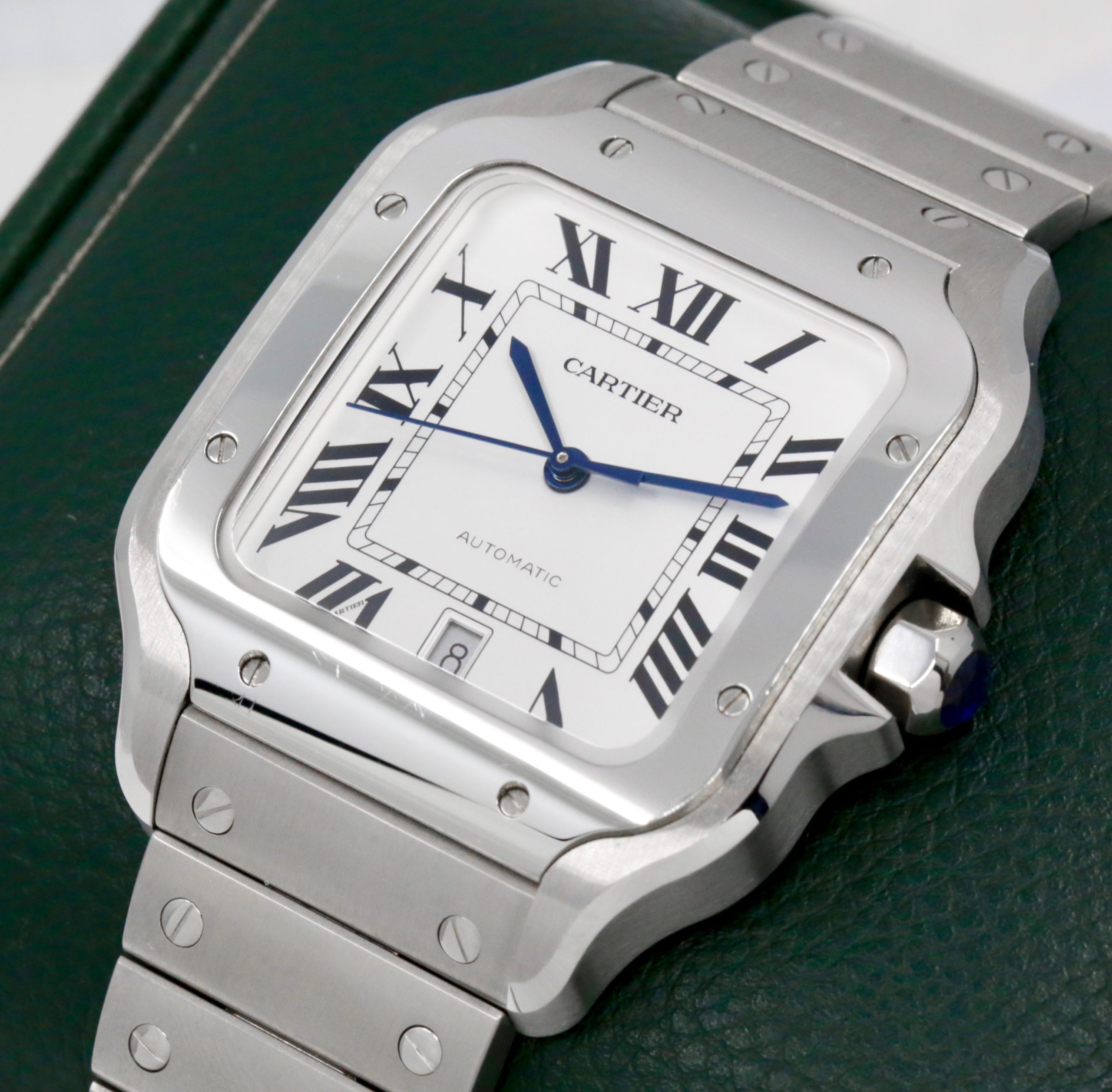 Cartier Santos De Cartier, Large Model, Silver Roman Dial, on Stainless Steel Cartier Bracelet, Ref. WSSA0018, Circa: 2024, Complete with Box, Cartier Warranty Card & Balance of 8 Year Cartier Extended Factory Warranty - Image 2