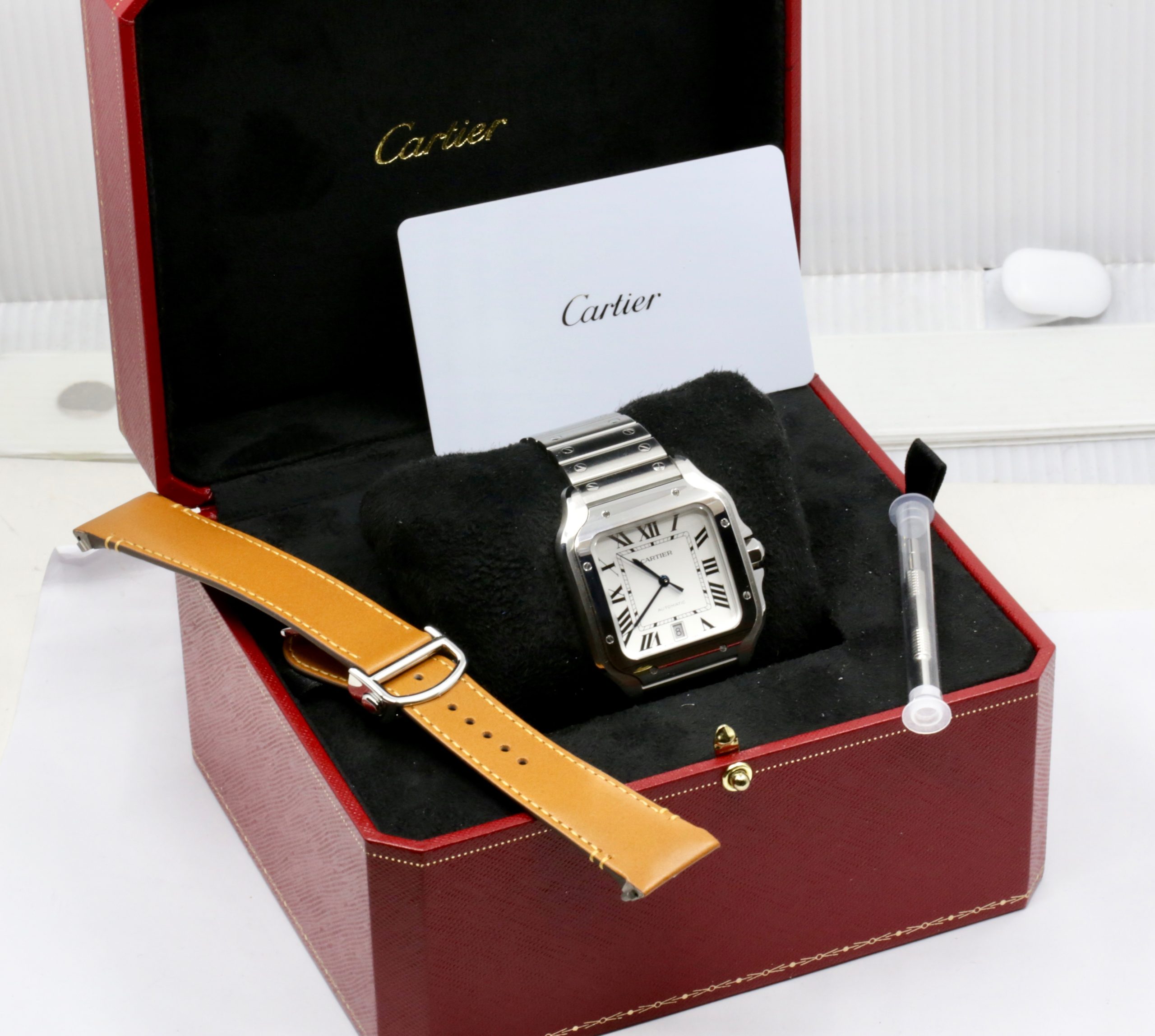Cartier Santos De Cartier, Large Model, Silver Roman Dial, on Stainless Steel Cartier Bracelet, Ref. WSSA0018, Circa: 2024, Complete with Box, Cartier Warranty Card & Balance of 8 Year Cartier Extended Factory Warranty - Image 7