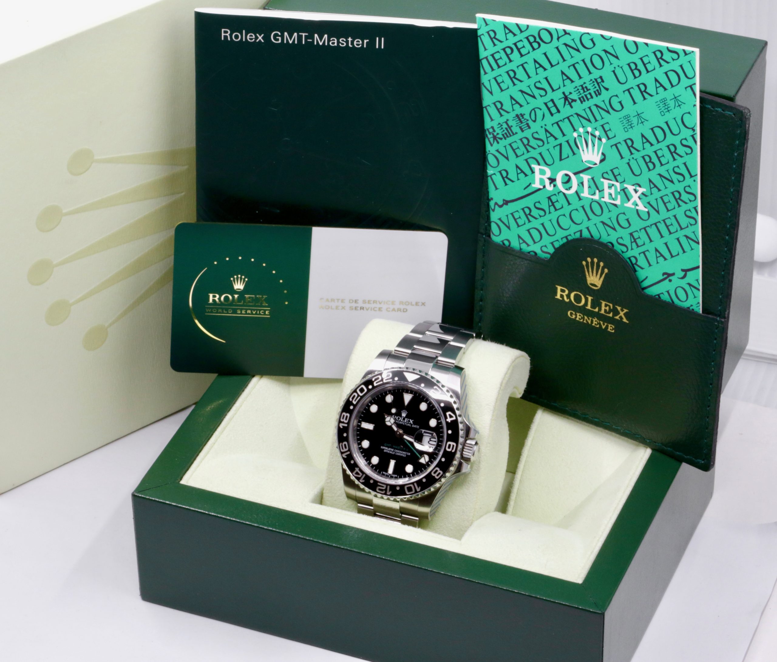 Rolex GMT-Master II "Green Arrow", Stainless Steel, Black Ceramic Bezel, Black Index Dial, on Stainless Steel Rolex Oyster Bracelet, Ref. 116710LN, V Serial, Circa: 2009, with Box, Rolex Translation Booklet, Rolex Service Card & Balance of 2 Year Rolex Service Warranty - Image 7