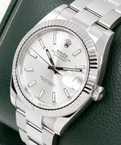Alternative view of Rolex Datejust 41, in Stainless Steel, 18ct White Gold Fluted Bezel, Silver Index Dial, on Stainless Steel Rolex Oyster Bracelet, Ref. 126334, Circa: 2020, Complete with Box, Books, Green & White Swing Tags, Rolex Warranty Card & Balance of 5 Year Rolex Factory Warranty