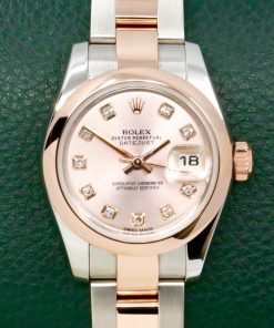 Rolex Lady-Datejust 26, Stainless Steel & 18ct Everose Gold, Sundust Dial with Factory Set Diamonds, Domed Bezel, on Stainless Steel & 18ct Everose Gold Rolex Oyster Bracelet, Ref. 179161, with Rolex Booklet