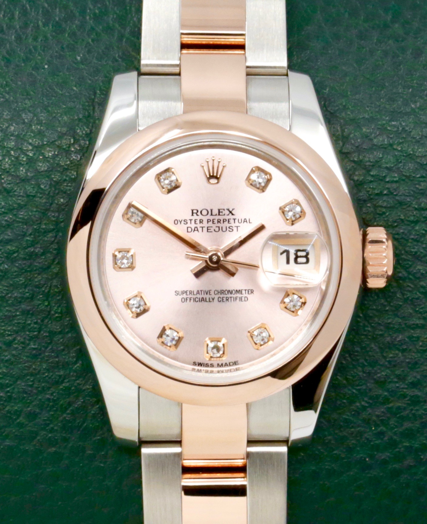 Rolex Lady-Datejust 26, Stainless Steel & 18ct Everose Gold, Sundust Dial with Factory Set Diamonds, Domed Bezel, on Stainless Steel & 18ct Everose Gold Rolex Oyster Bracelet, Ref. 179161, with Rolex Booklet