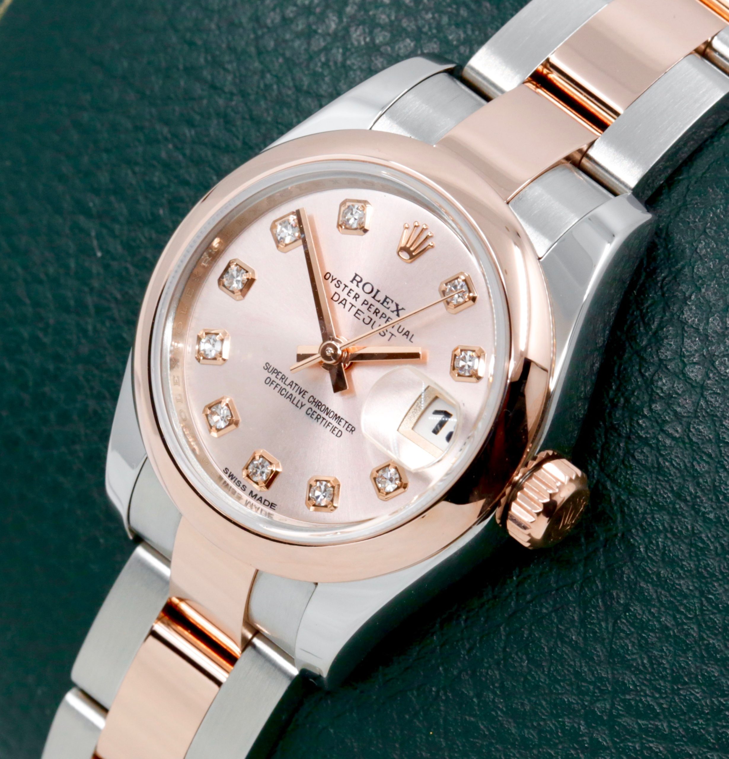 Rolex Lady-Datejust 26, Stainless Steel & 18ct Everose Gold, Sundust Dial with Factory Set Diamonds, Domed Bezel, on Stainless Steel & 18ct Everose Gold Rolex Oyster Bracelet, Ref. 179161, with Rolex Booklet - Image 3