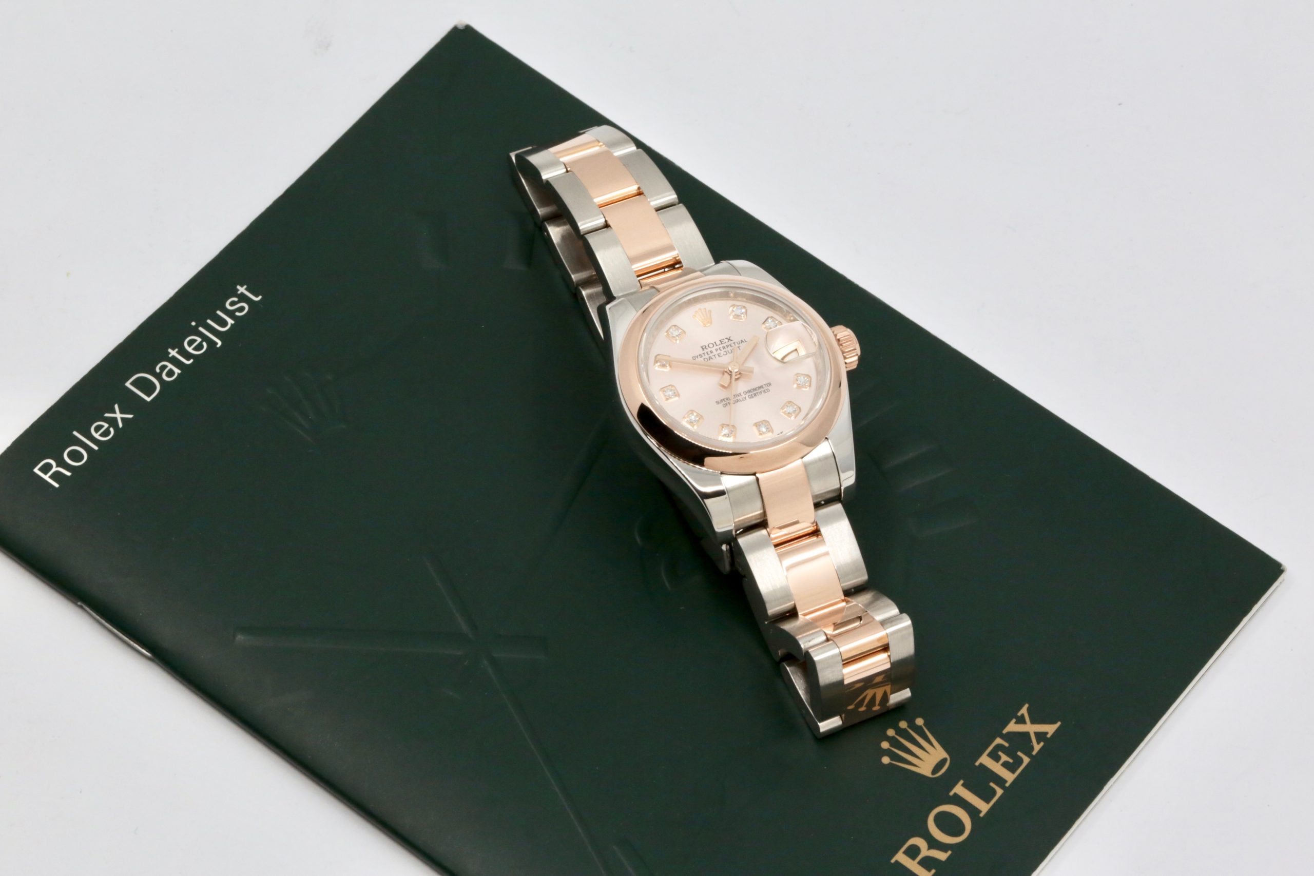 Rolex Lady-Datejust 26, Stainless Steel & 18ct Everose Gold, Sundust Dial with Factory Set Diamonds, Domed Bezel, on Stainless Steel & 18ct Everose Gold Rolex Oyster Bracelet, Ref. 179161, with Rolex Booklet - Image 6