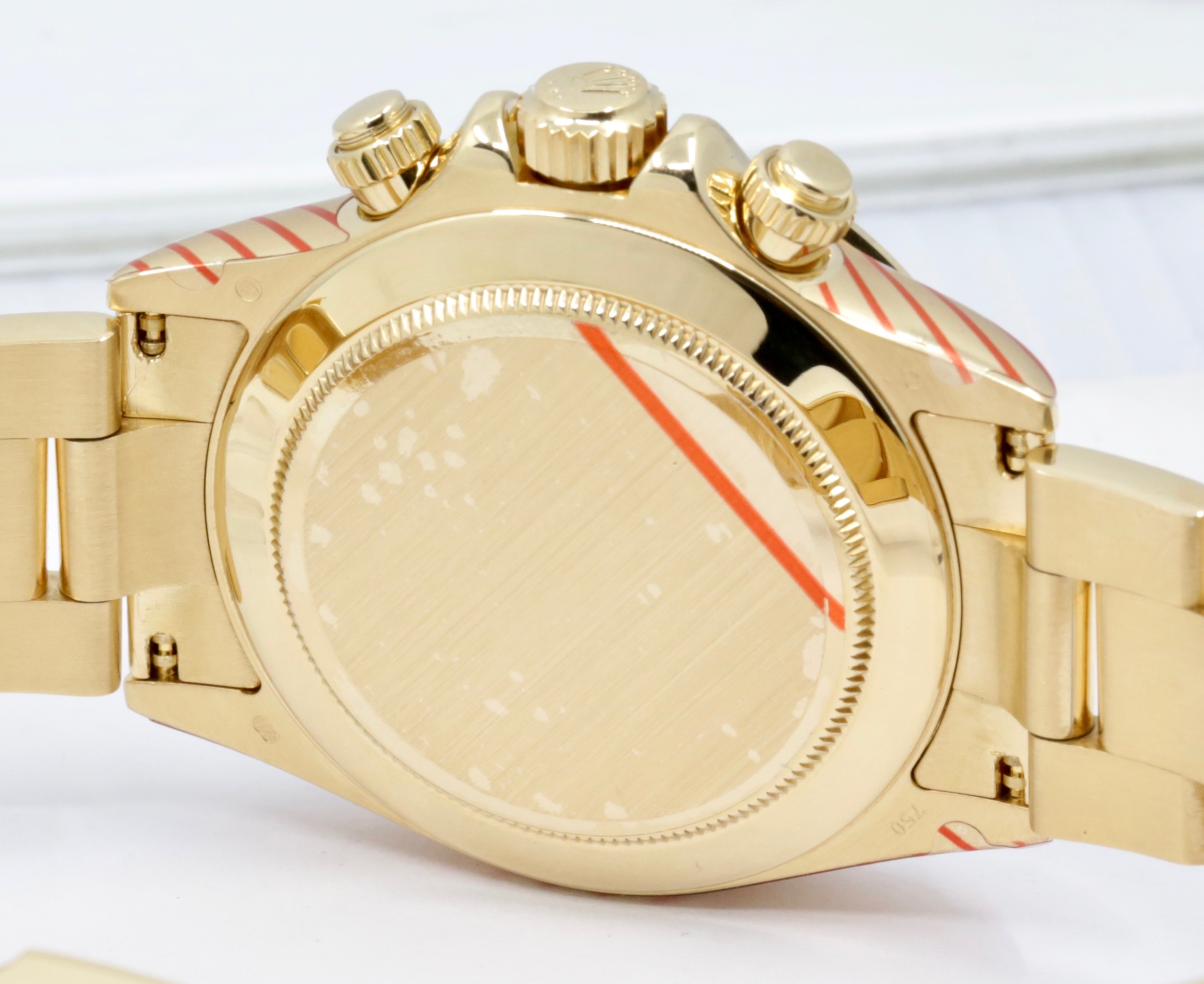 Rolex Cosmograph Daytona, in 18ct Yellow Gold, with "Paul Newman" Champagne Index Dial with Black Sub Dials on 18ct Yellow Gold Rolex Oyster Bracelet, Ref. 116528, Circa: 2002, with Rolex Box, Books, & Rolex Service Card - Image 5