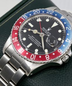 Alternative view of Rolex Oyster Perpetual GMT-Master in Stainless Steel, Matte Black Dial “Swiss – T <25", Faded Pepsi Bezel on a Stainless Steel Rolex Oyster Bracelet, Ref. 1675, Circa: 1978 "Watch Only