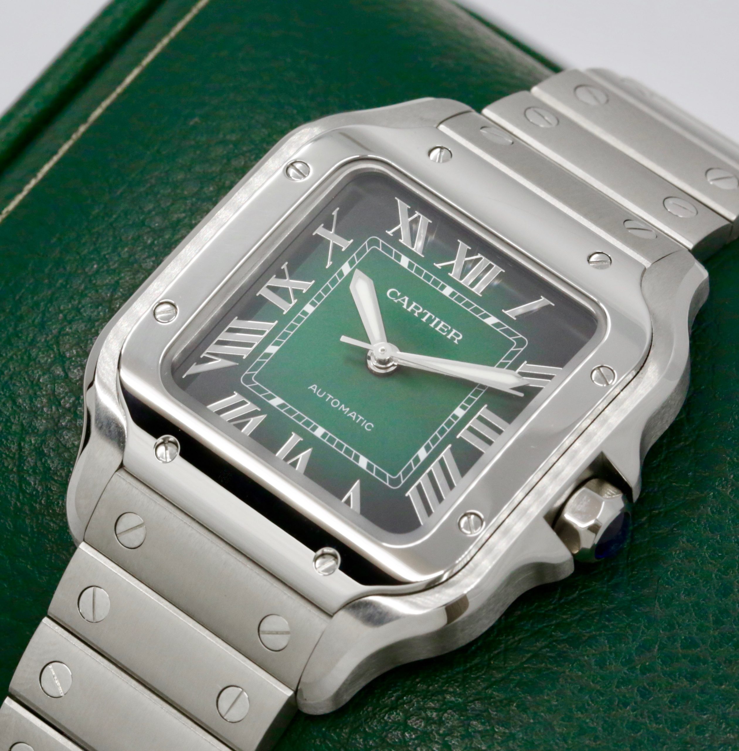 *UNWORN* Cartier Santos De Cartier Watch, Medium Size, Stainless Steel, Graduated Green Roman Dial, on Stainless Steel Cartier Bracelet, Ref. WSSA0061, Circa: 2024, Complete with Box, Papers & Balance of 2 Year Cartier Factory Warranty - Image 2