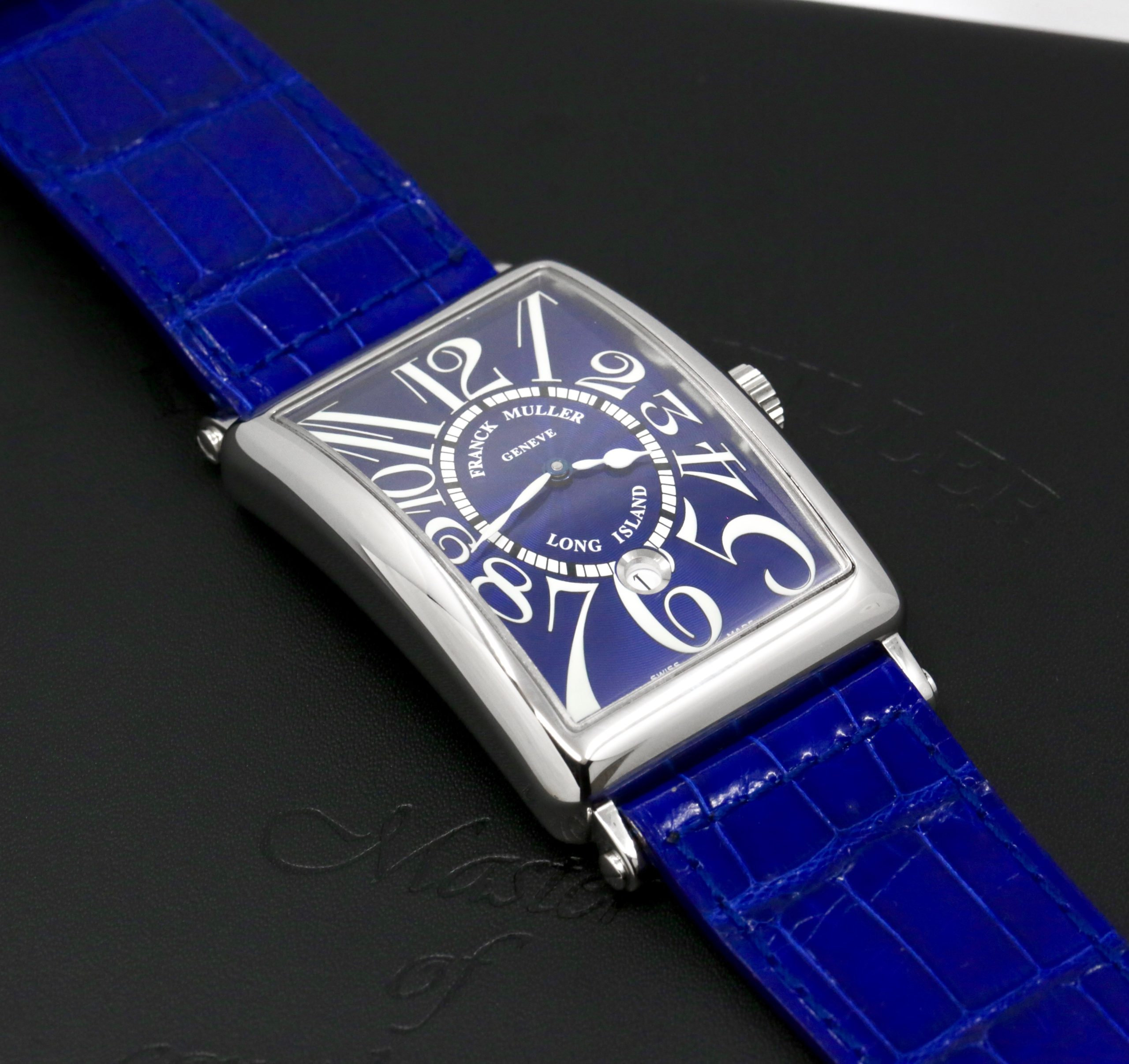 Franck Muller Long Island, in Stainless Steel, Blue Arab Dial, on Blue Franck Muller Alligator Strap with Stainless Steel Franck Muller Tang Buckle, Ref. 1150 SC DT, Circa: 2010, with Box & Papers - Image 2