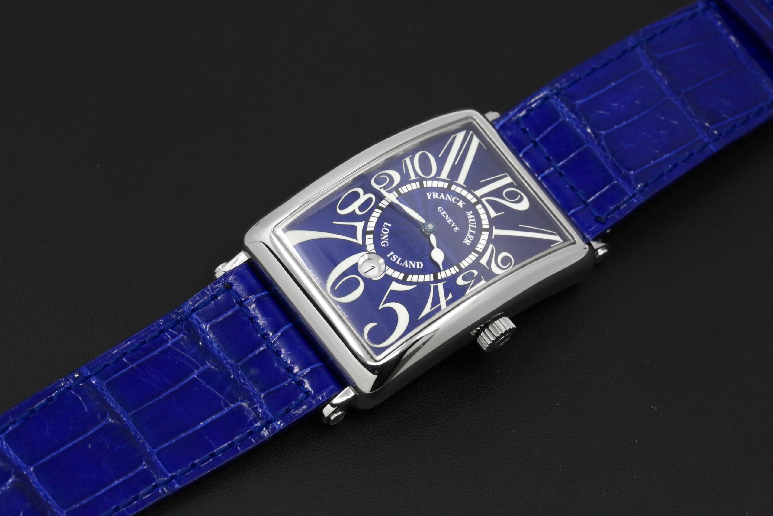 Franck Muller Long Island, in Stainless Steel, Blue Arab Dial, on Blue Franck Muller Alligator Strap with Stainless Steel Franck Muller Tang Buckle, Ref. 1150 SC DT, Circa: 2010, with Box & Papers - Image 4