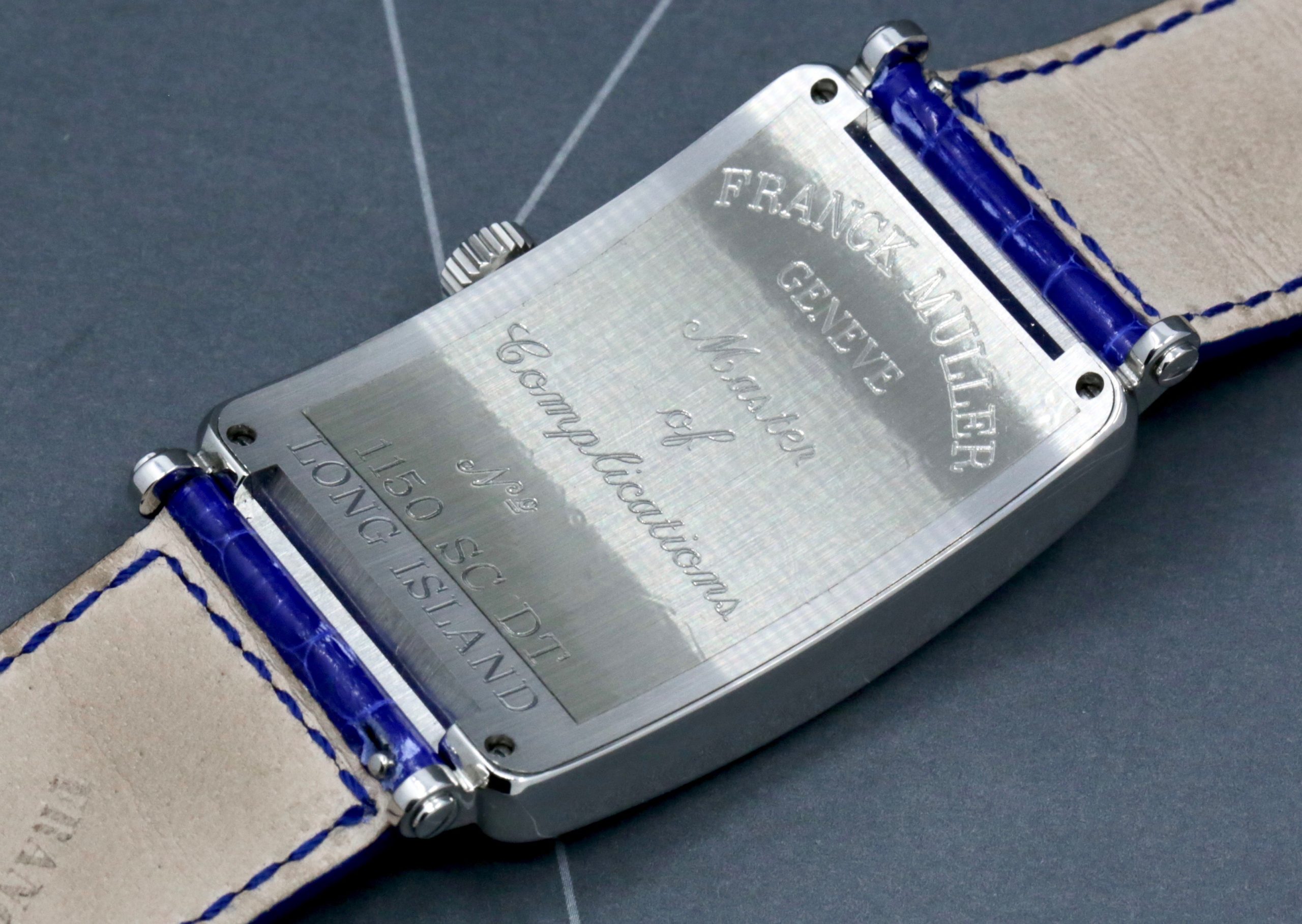 Franck Muller Long Island, in Stainless Steel, Blue Arab Dial, on Blue Franck Muller Alligator Strap with Stainless Steel Franck Muller Tang Buckle, Ref. 1150 SC DT, Circa: 2010, with Box & Papers - Image 6