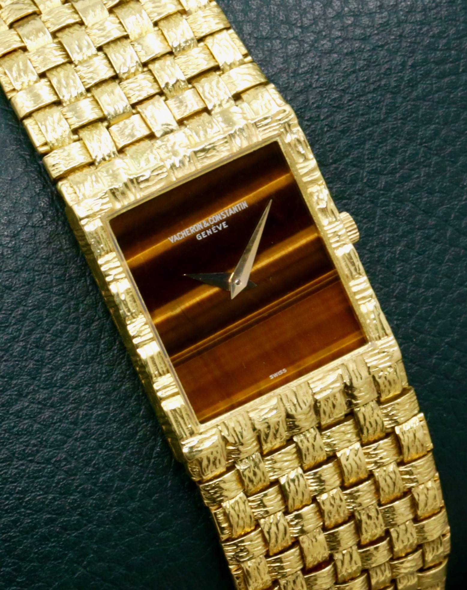 Vintage Vacheron Constantin Ref. 7186P, in 18ct Yellow Gold, Tiger's Eye Dial, on 18ct Yellow Gold Vacheron Constantin Plaited Integrated Bracelet, Circa: 1980's