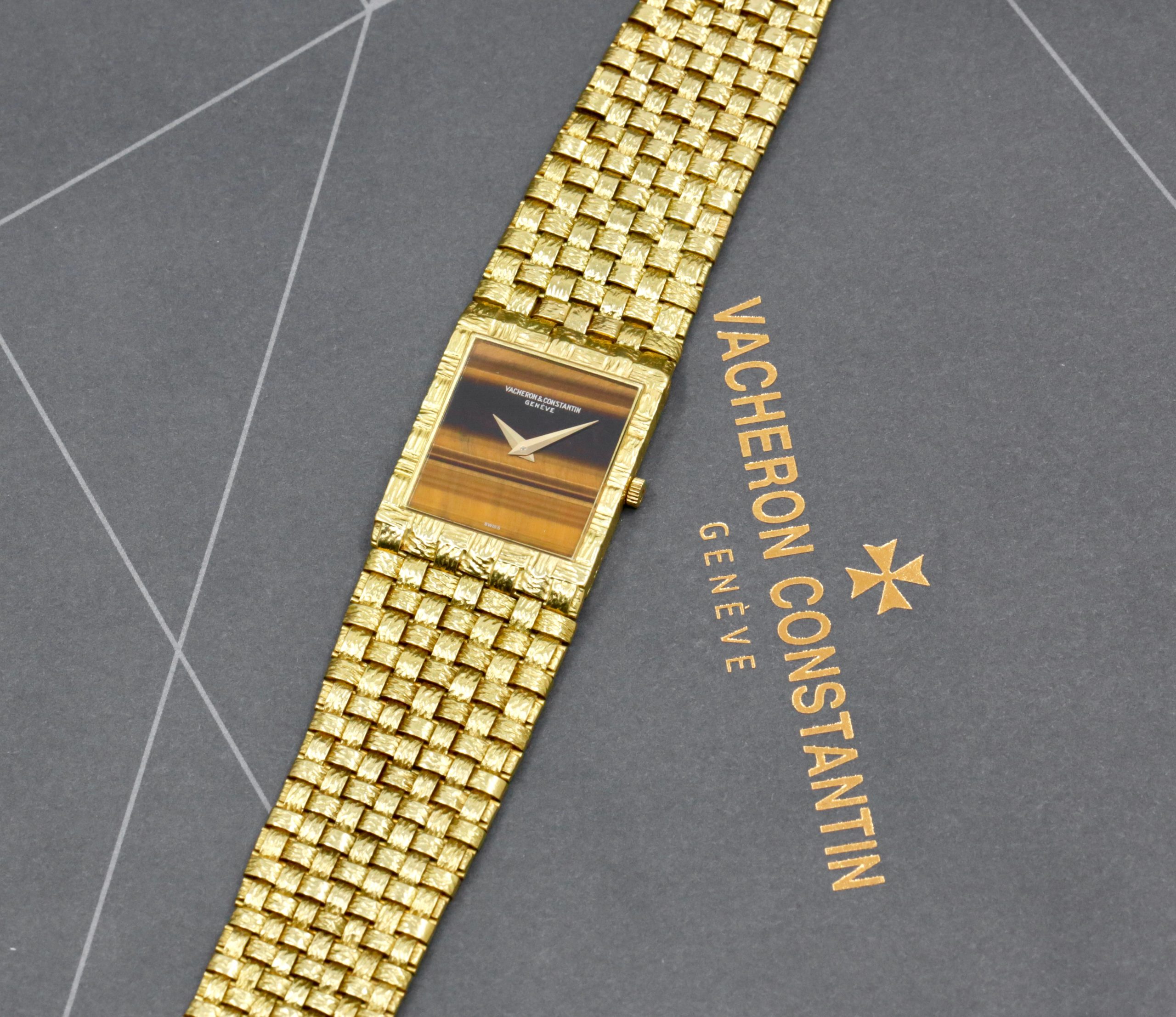 Vintage Vacheron Constantin Ref. 7186P, in 18ct Yellow Gold, Tiger's Eye Dial, on 18ct Yellow Gold Vacheron Constantin Plaited Integrated Bracelet, Circa: 1980's - Image 5