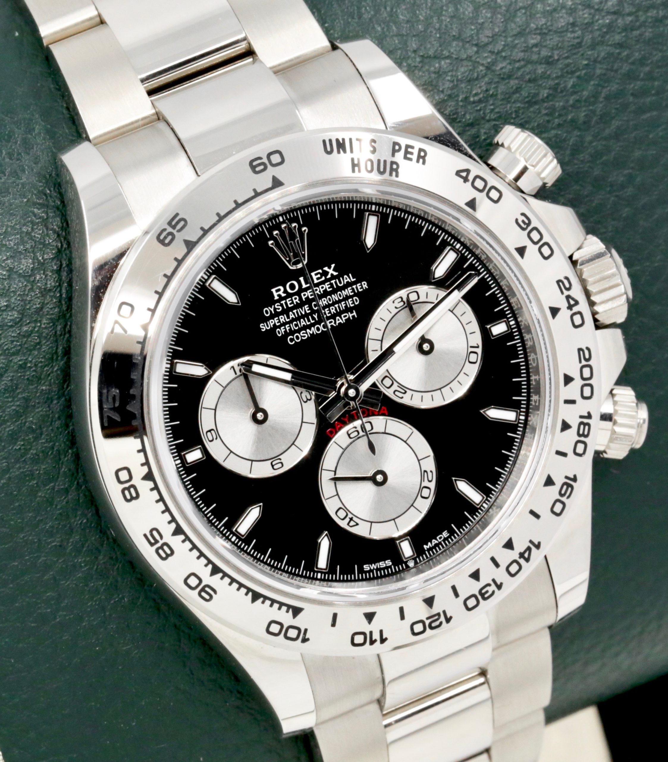Rolex Cosmograph Daytona, in 18ct White Gold, Black Index Dial with Silver Sub-Dials, on 18ct White Gold Rolex Oyster Bracelet, Ref. 126509, Circa: 2024, Complete with Box, Books, Green & White Swing Tags, Rolex Warranty Card & Balance of 5 Year Rolex Factory Warranty "$77,000" - Image 2