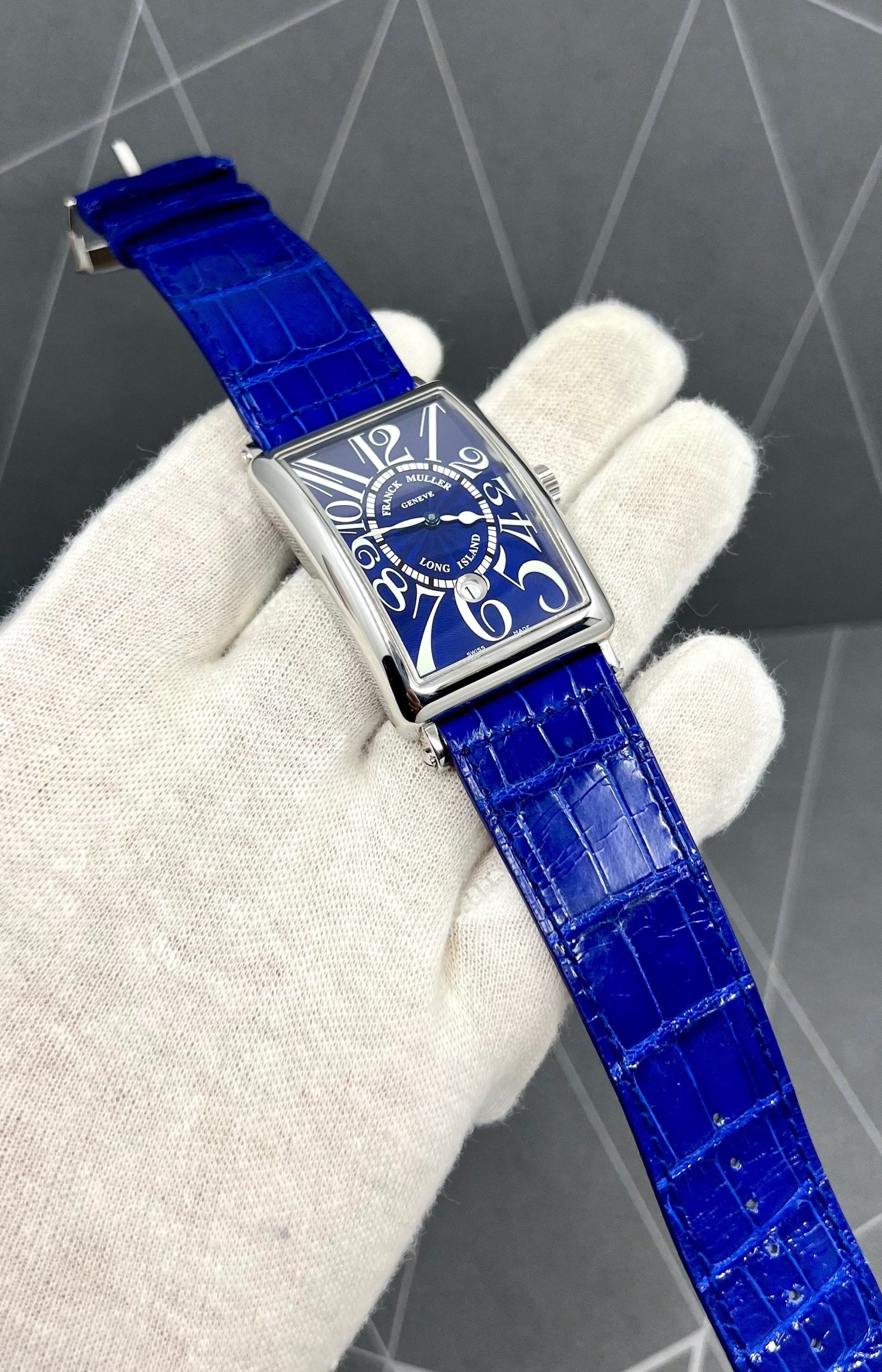 Franck Muller Long Island, in Stainless Steel, Blue Arab Dial, on Blue Franck Muller Alligator Strap with Stainless Steel Franck Muller Tang Buckle, Ref. 1150 SC DT, Circa: 2010, with Box & Papers - Image 3