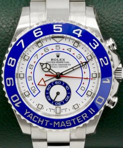 Rolex Yacht-Master II, 44mm, Stainless Steel, Blue Ceramic Bezel, White Index Dial, on Stainless Steel Rolex Oyster Bracelet, Ref. 116680, Circa: 2018, Complete with Box, Books, Swing Tags, & Rolex Warranty Card *NEAR MINT with stickers*