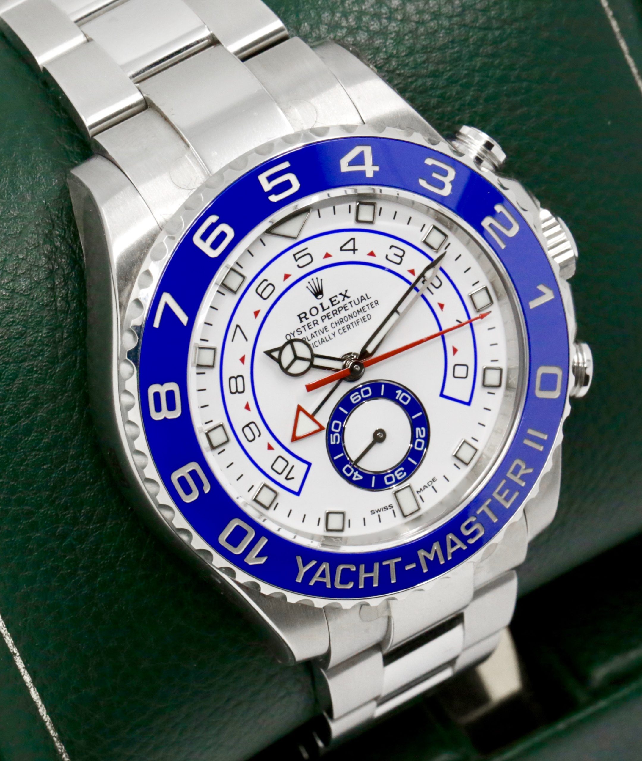 Rolex Yacht-Master II, 44mm, Stainless Steel, Blue Ceramic Bezel, White Index Dial, on Stainless Steel Rolex Oyster Bracelet, Ref. 116680, Circa: 2018, Complete with Box, Books, Swing Tags, & Rolex Warranty Card *NEAR MINT with stickers* - Image 3