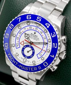 Alternative view of Rolex Yacht-Master II, 44mm, Stainless Steel, Blue Ceramic Bezel, White Index Dial, on Stainless Steel Rolex Oyster Bracelet, Ref. 116680, Circa: 2018, Complete with Box, Books, Swing Tags, & Rolex Warranty Card *NEAR MINT with stickers*