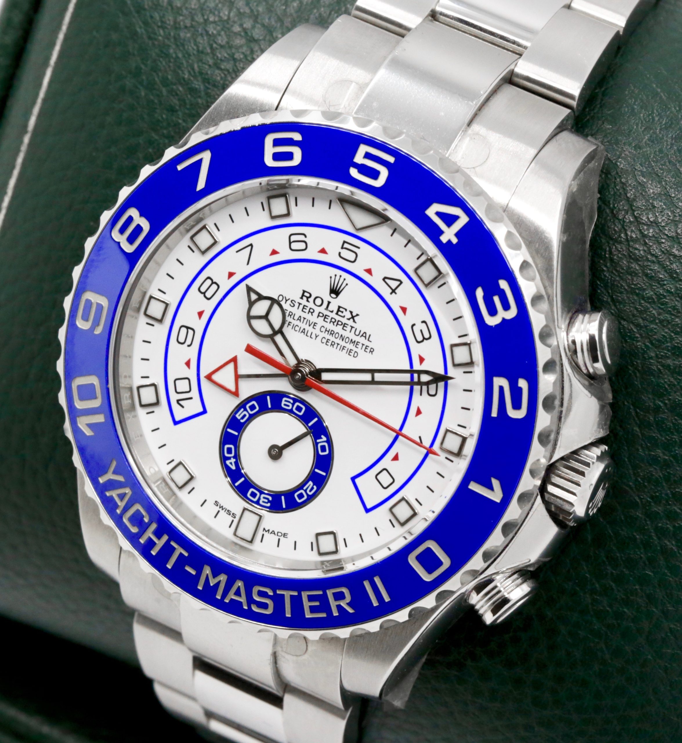 Rolex Yacht-Master II, 44mm, Stainless Steel, Blue Ceramic Bezel, White Index Dial, on Stainless Steel Rolex Oyster Bracelet, Ref. 116680, Circa: 2018, Complete with Box, Books, Swing Tags, & Rolex Warranty Card *NEAR MINT with stickers* - Image 2