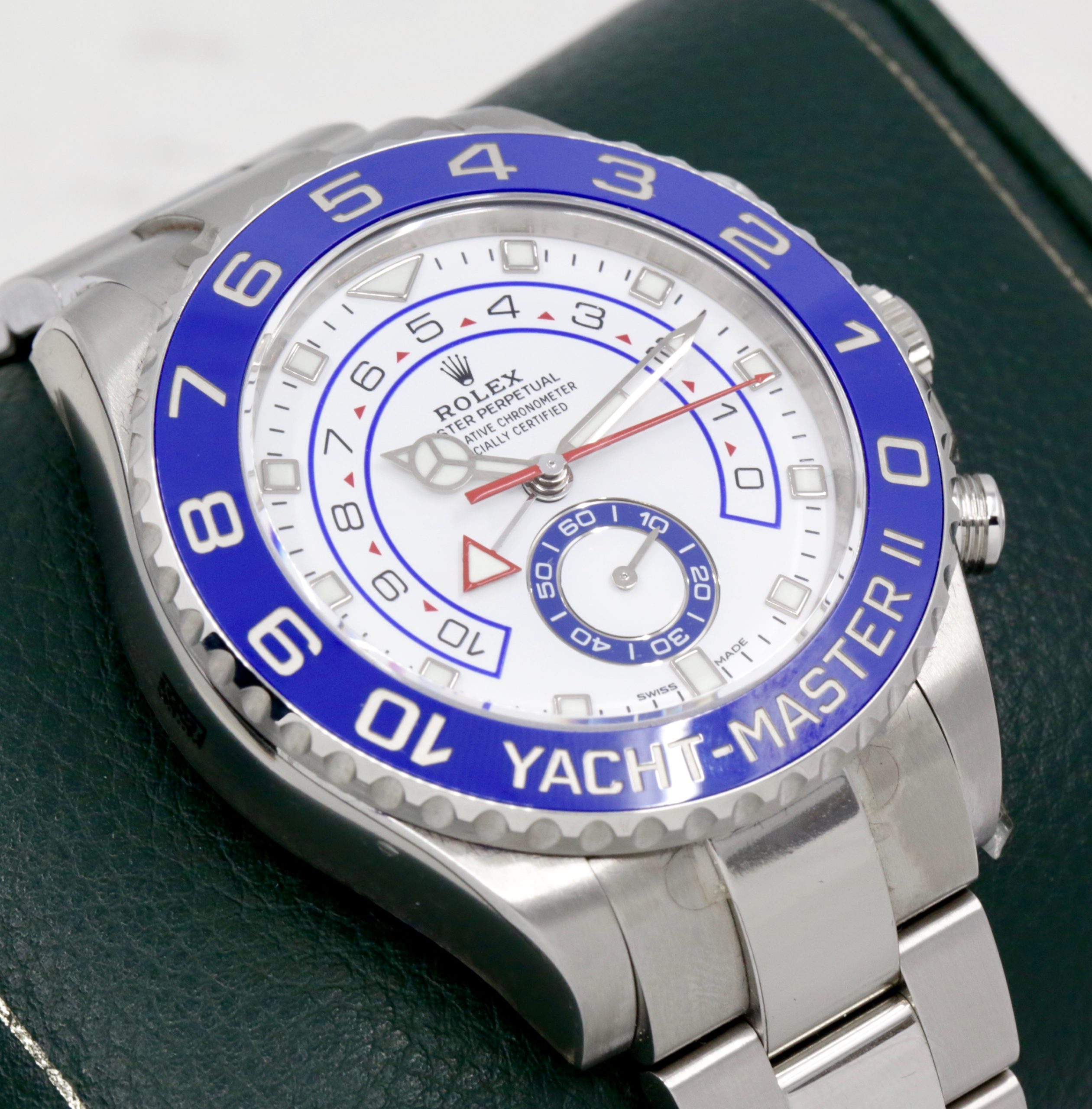 Rolex Yacht-Master II, 44mm, Stainless Steel, Blue Ceramic Bezel, White Index Dial, on Stainless Steel Rolex Oyster Bracelet, Ref. 116680, Circa: 2018, Complete with Box, Books, Swing Tags, & Rolex Warranty Card *NEAR MINT with stickers* - Image 4