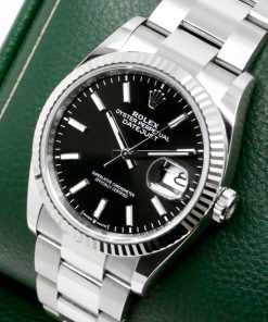 Alternative view of Rolex Oyster Perpetual Datejust 36, Stainless Steel, 18ct White Gold Fluted Bezel, Black Index Dial, on Stainless Steel Rolex Oyster Bracelet, Ref. 126234, Circa: 2024, with Box, Books, Rolex Warranty Card, & Balance of 5 Year Rolex Factory Warranty