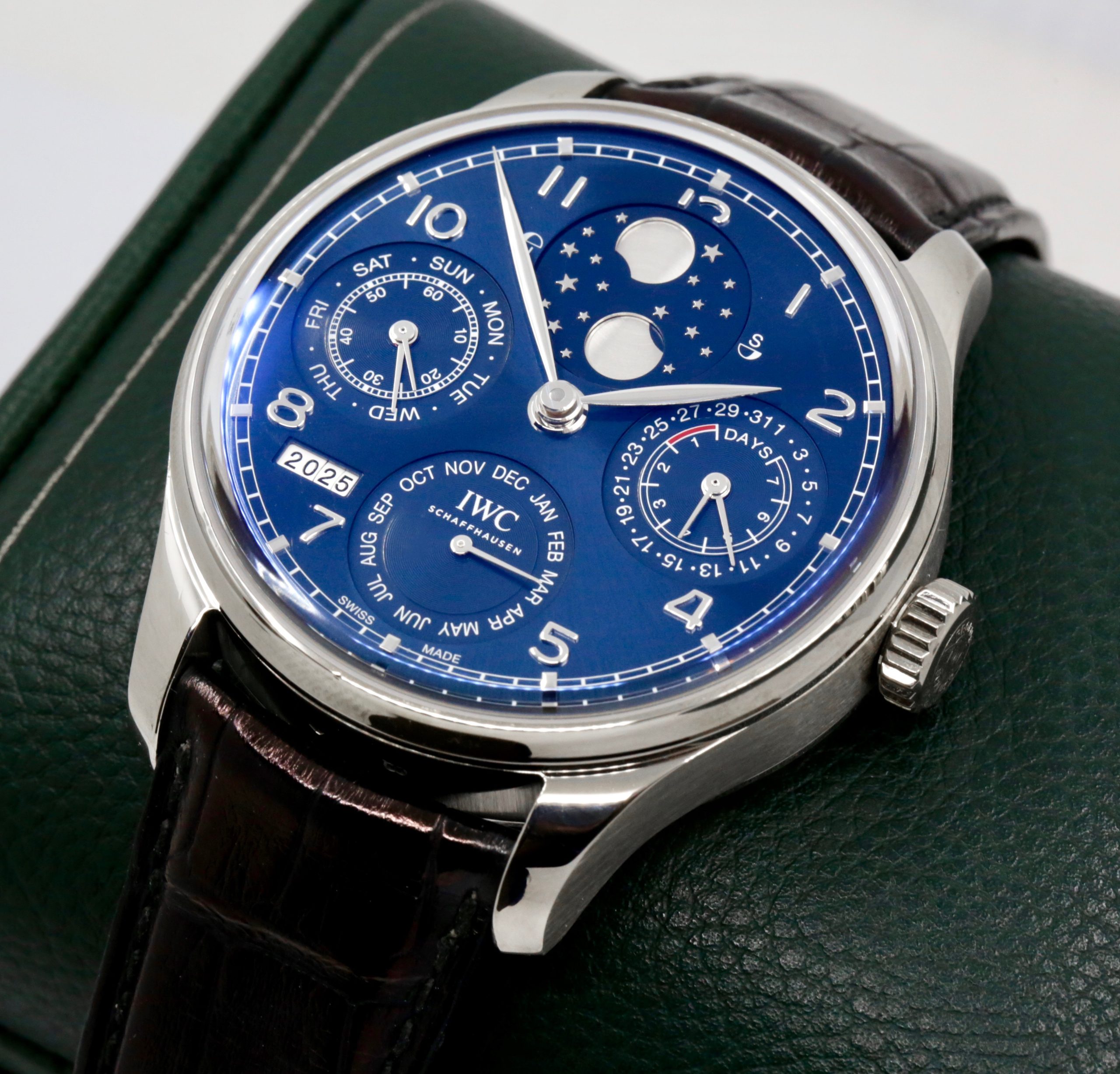 IWC Portugieser Perpetual Calendar, 18ct White Gold, Blue Arab Dial, on Black IWC Alligator Strap with 18ct White Gold Deployant, Ref. IW503401, Circa: 2018, with Box, Papers, & Balance of 2 Year IWC Service Warranty - OUR PRICE: $33,500 *HUGE SAVINGS OFF $67,600 RRP!! - Image 3