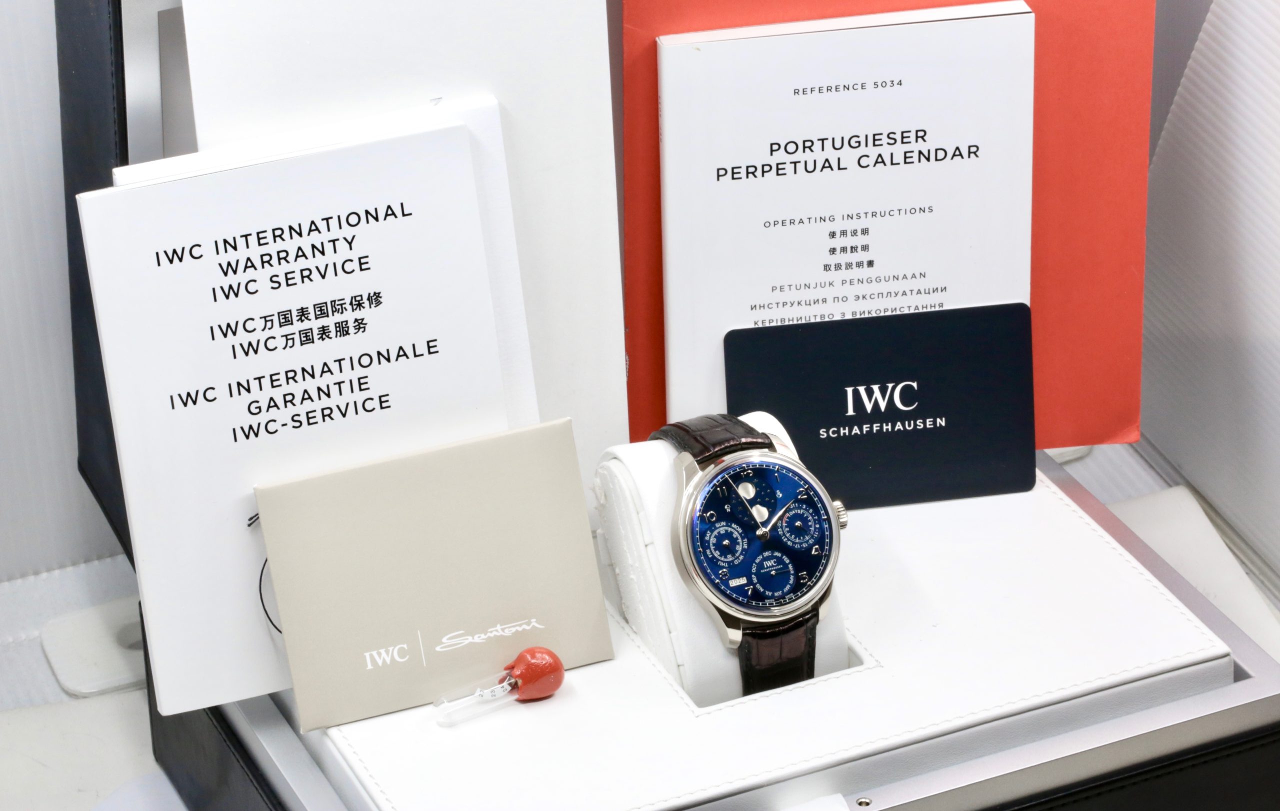 IWC Portugieser Perpetual Calendar, 18ct White Gold, Blue Arab Dial, on Black IWC Alligator Strap with 18ct White Gold Deployant, Ref. IW503401, Circa: 2018, with Box, Papers, & Balance of 2 Year IWC Service Warranty - OUR PRICE: $33,500 *HUGE SAVINGS OFF $67,600 RRP!! - Image 7