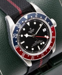 Alternative view of Tudor Black Bay GMT "Pepsi", 41mm, Stainless Steel, Black Index Dial, Blue & Red Bezel, on Black Tudor Nato Strap, Ref. 79830RB, Circa: 2019, with Box, Books, & Tudor Warranty Card