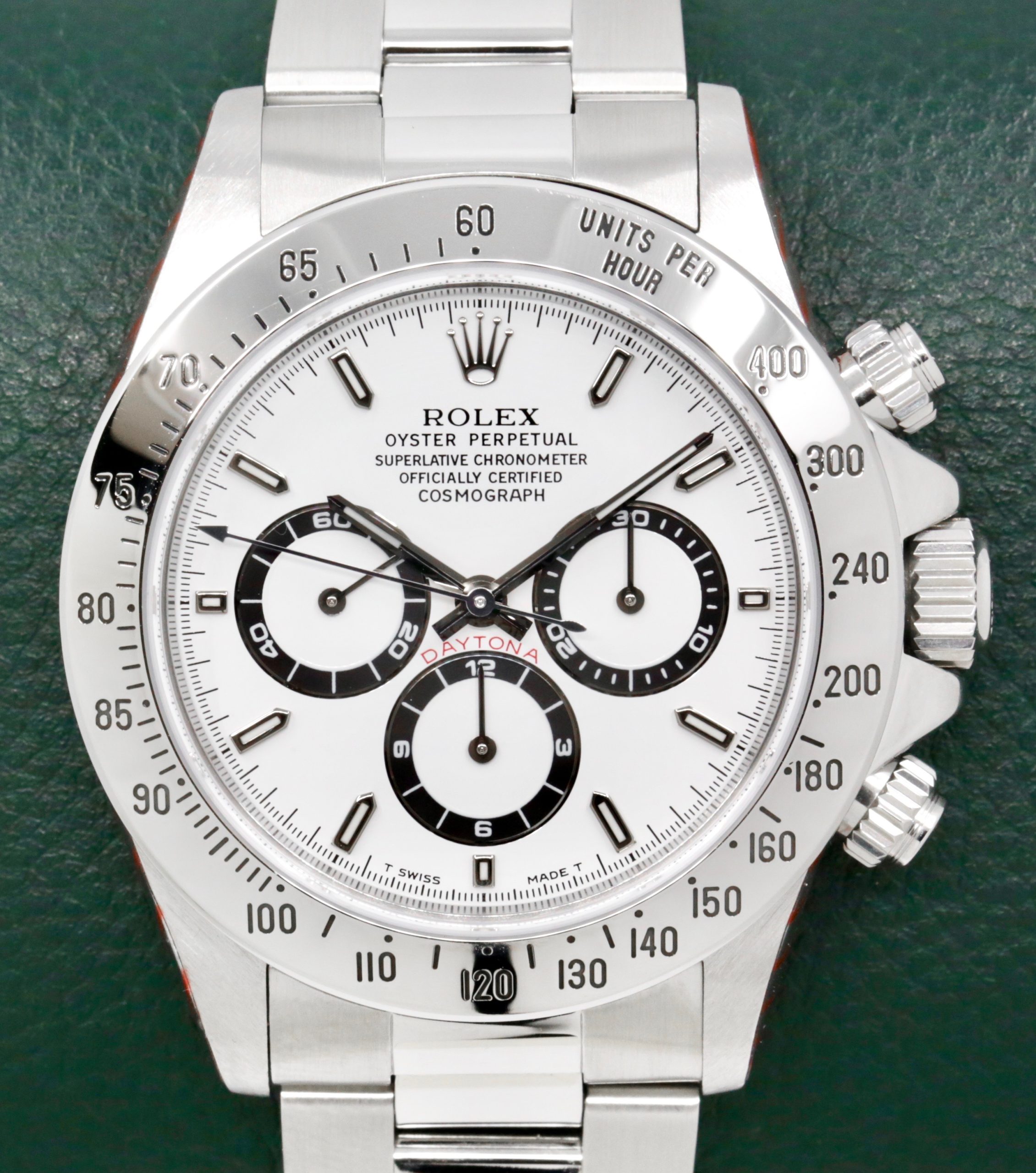 Rolex Cosmograph Daytona, Modified Zenith Movement, 40mm Stainless Steel Case, White Index Dial, on Stainless Steel Rolex Oyster Bracelet, Ref. 16520, Circa: 1997, with Box, Book, Rolex Service Card & Balance of 2 Year Rolex Service Warranty