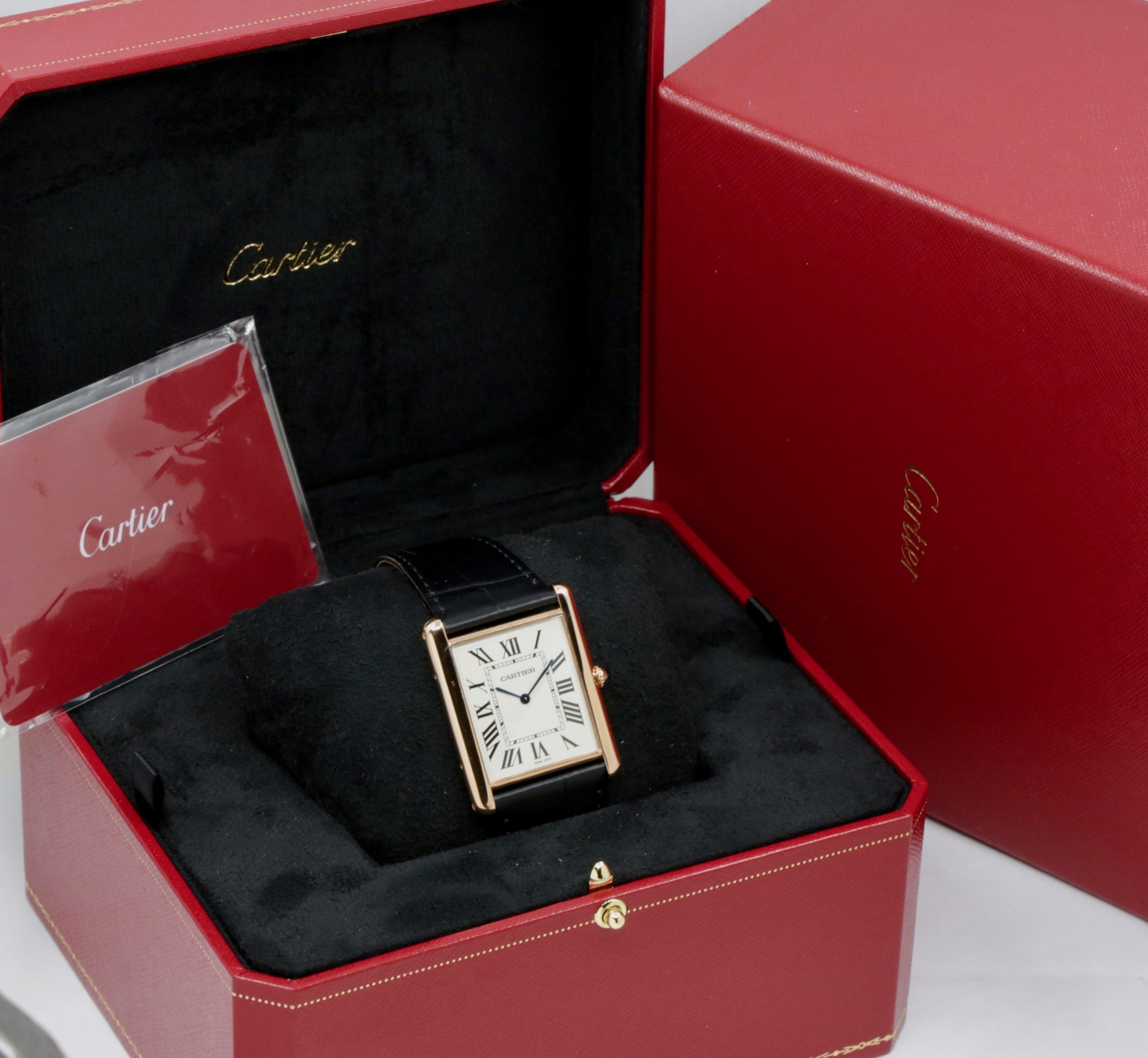 Cartier Tank Louis XL, 18ct Rose Gold Case, Manual Winding, Silver Roman Dial, Blued Steel Hands, on Black Cartier Alligator Strap on 18ct Rose Gold Cartier Tang Buckle, Ref. W1560017, Circa: 2023 with Box, Papers & Balance of 2 Year Cartier Factory Warranty - Image 7