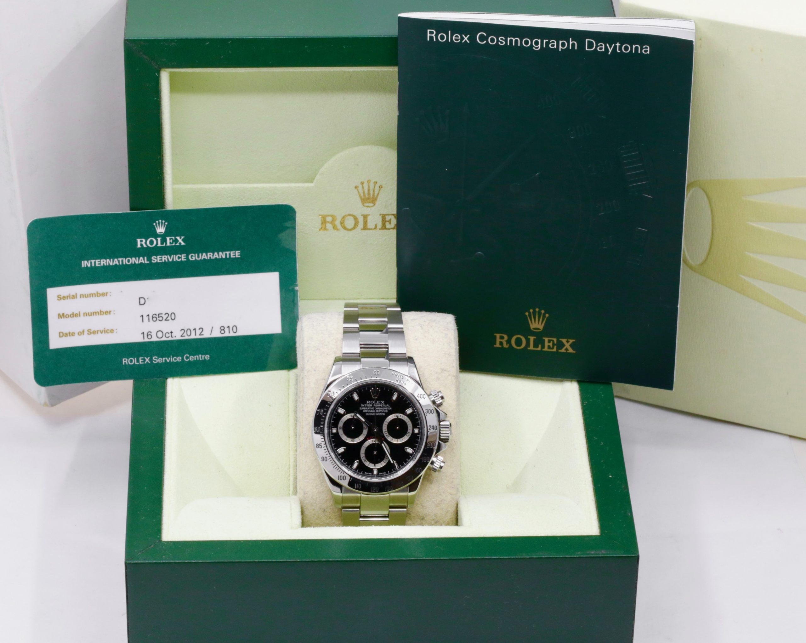 Rolex Cosmograph Daytona in Stainless Steel, Black Index Dial, on Stainless Steel Rolex Oyster Bracelet, Ref. 116520, D-Serial Circa: 2005, with Box, Book, & Rolex Service Card - Excellent Condition, Case Back Still with Original Sticker - Image 7