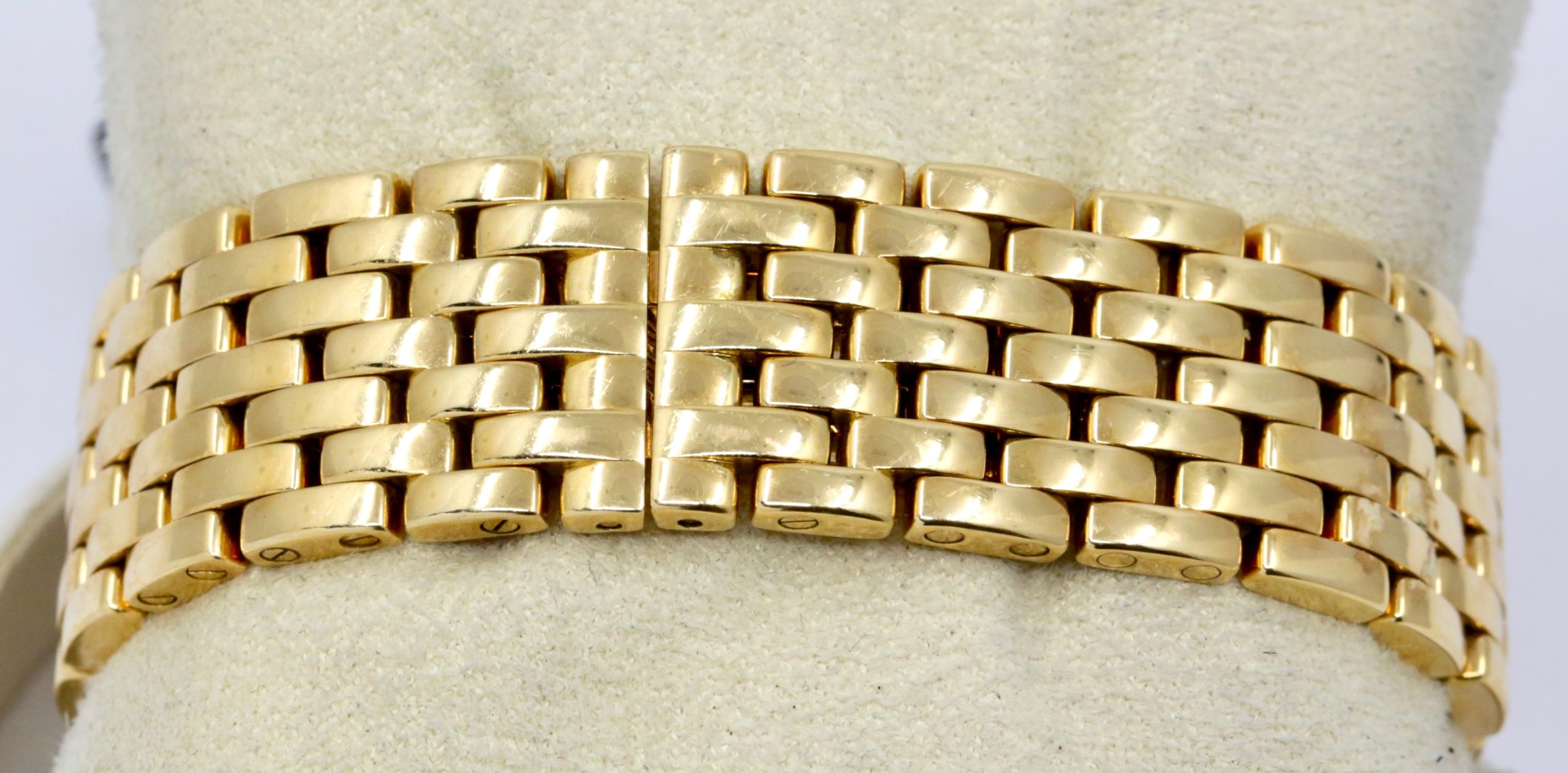 Cartier Panthere Ruban, in 18ct Yellow Gold, Factory Set Diamond Bezel, Mother of Pearl Roman Dial, on 18ct Yellow Gold Cartier Brick Bracelet, Ref. 2421, Circa: 2005, with Cartier Box - Image 6