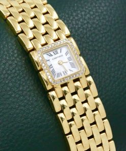 Cartier Panthere Ruban, in 18ct Yellow Gold, Factory Set Diamond Bezel, Mother of Pearl Roman Dial, on 18ct Yellow Gold Cartier Brick Bracelet, Ref. 2421, Circa: 2005, with Cartier Box