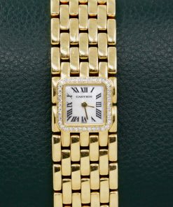 Alternative view of Cartier Panthere Ruban, in 18ct Yellow Gold, Factory Set Diamond Bezel, Mother of Pearl Roman Dial, on 18ct Yellow Gold Cartier Brick Bracelet, Ref. 2421, Circa: 2005, with Cartier Box