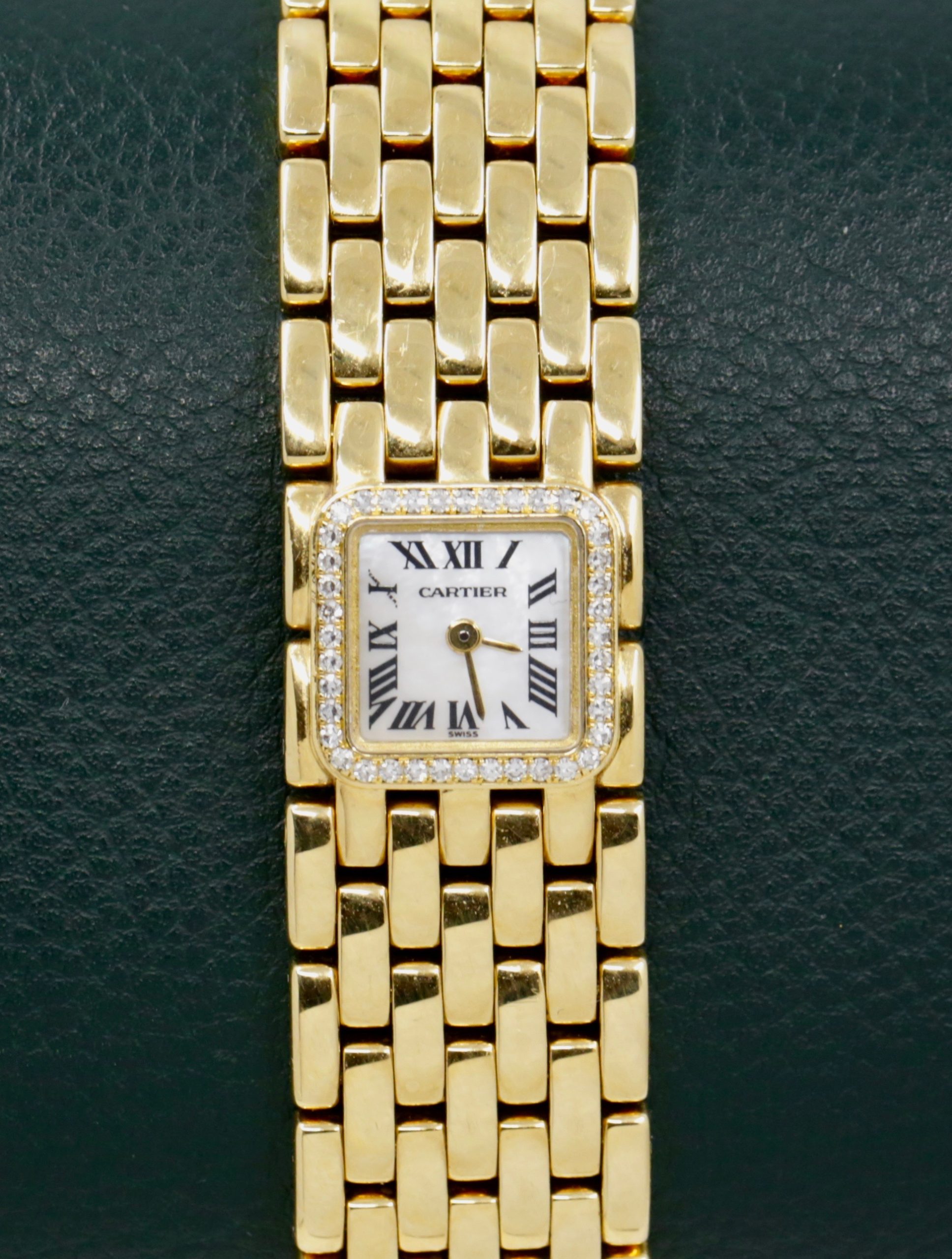 Cartier Panthere Ruban, in 18ct Yellow Gold, Factory Set Diamond Bezel, Mother of Pearl Roman Dial, on 18ct Yellow Gold Cartier Brick Bracelet, Ref. 2421, Circa: 2005, with Cartier Box - Image 2