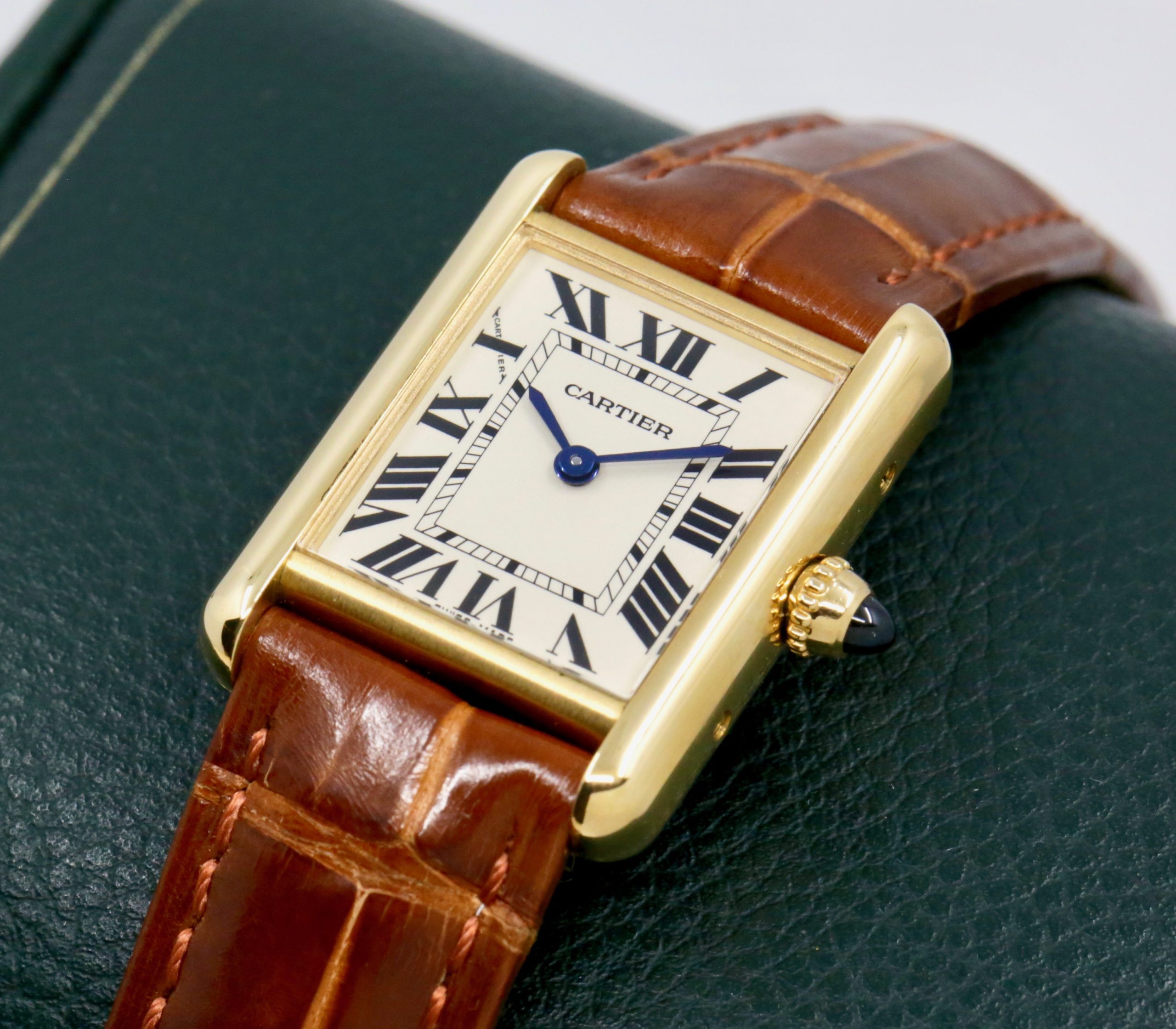 Cartier Tank Louis, Small Model, in 18ct Yellow Gold, Silver Roman Dial, on Brown Alligator Cartier Strap with 18ct Yellow Gold Cartier Tang Buckle, Ref. W1529856, Circa: 2017, with Cartier Box & Cartier Warranty Card *MINT CONDITION* - Image 3