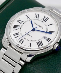Alternative view of Cartier Ronde Must, 40mm Stainless Steel Case, Silver Roman Dial with Blued Steel Sword Shaped Hands, on Stainless Steel Cartier Bracelet, Ref. WSRN0035, Circa: 2022, with Cartier Box, Cartier Warranty Card & Balance of 8 Year Cartier Extended Warranty