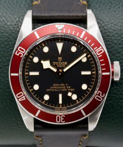 Tudor Black Bay Heritage, 41mm Stainless Steel Case, Black Index Dial with Gilt Accents, Red 60min Aluminum Bezel, on Brown Tudor Leather Strap with Stainless Steel Tudor Deployant, Ref. 79230R, Circa: 2020, with Box, Books, Swing Tag, Tudor Warranty Card & Balance of 5 Year Tudor Factory Warranty