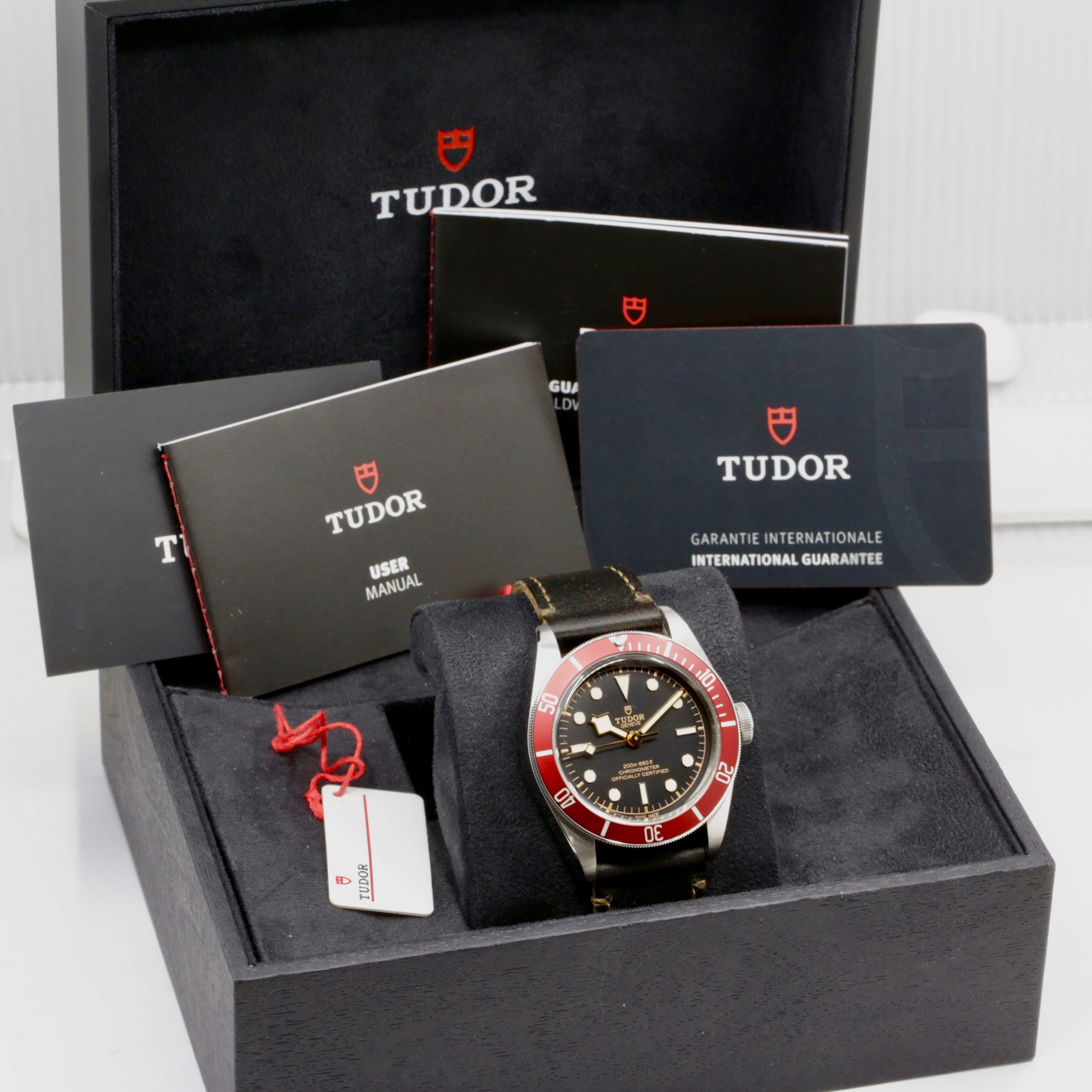 Tudor Black Bay Heritage, 41mm Stainless Steel Case, Black Index Dial with Gilt Accents, Red 60min Aluminum Bezel, on Brown Tudor Leather Strap with Stainless Steel Tudor Deployant, Ref. 79230R, Circa: 2020, with Box, Books, Swing Tag, Tudor Warranty Card & Balance of 5 Year Tudor Factory Warranty - Image 7